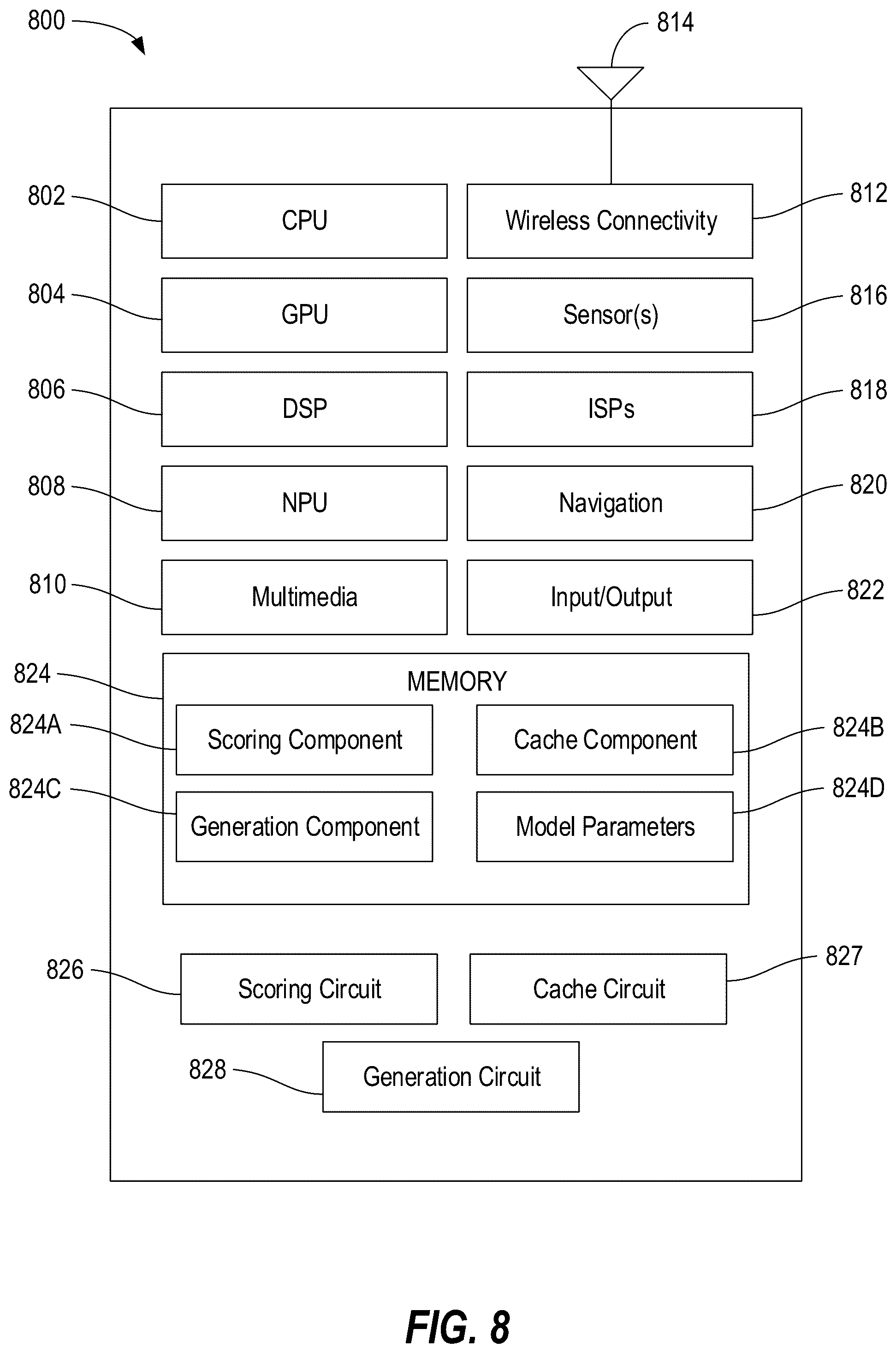Patent US12579063 Figure 8 – Efficient machine learning caching via attention output-based token eviction