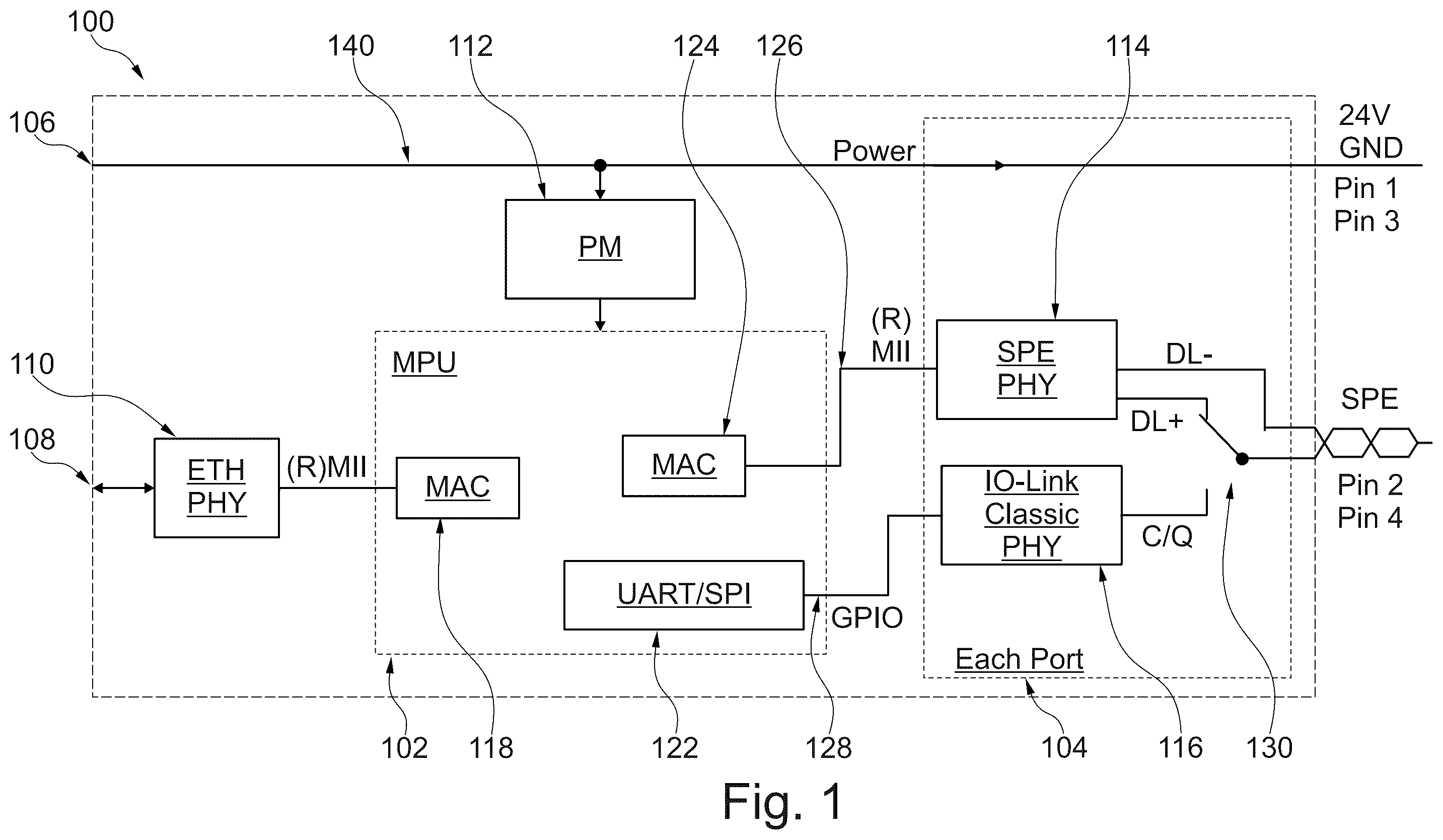 Patent US12579092 Figure 1 – Apparatus for connecting a field device to a control system