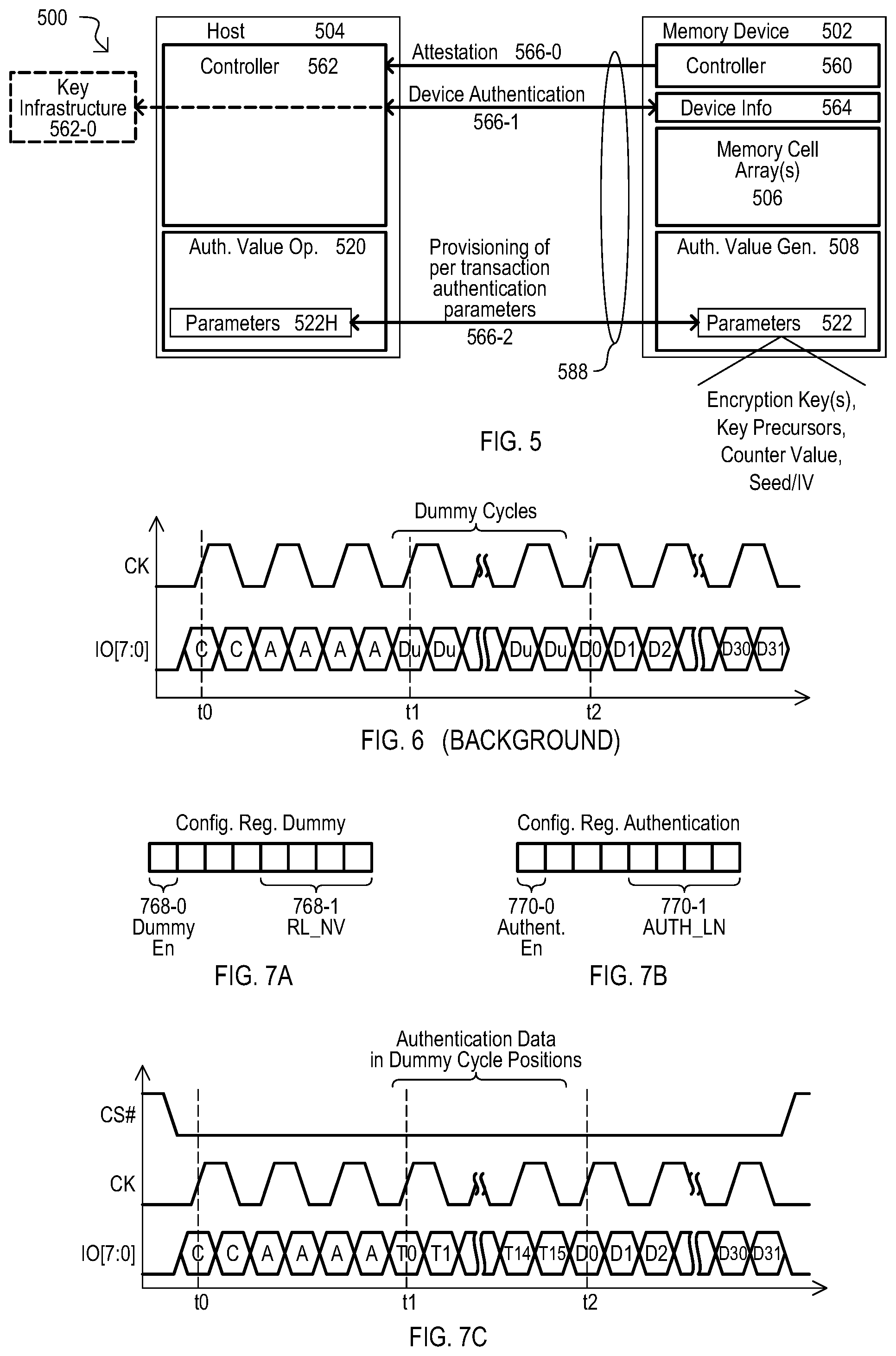 Patent US12579246 Figure 5 – Methods, devices and systems with authenticated memory device access transactions