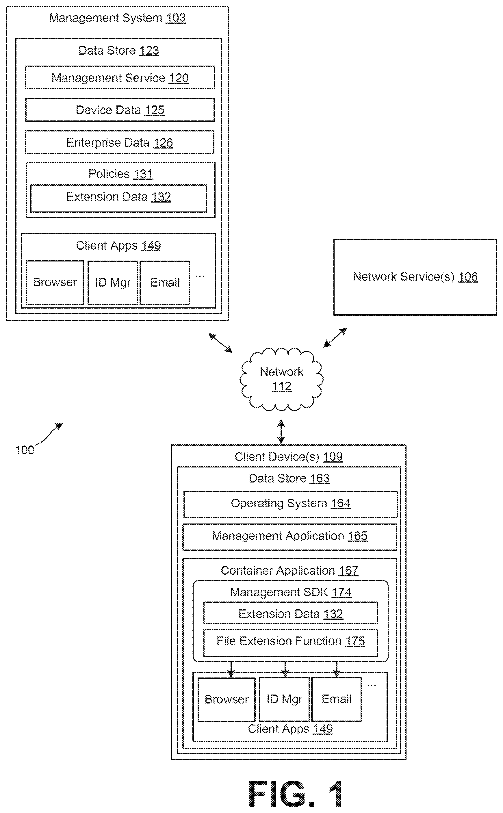 Patent US12579290 — Sharing secured files among applications using an operating system framework — Figure 1