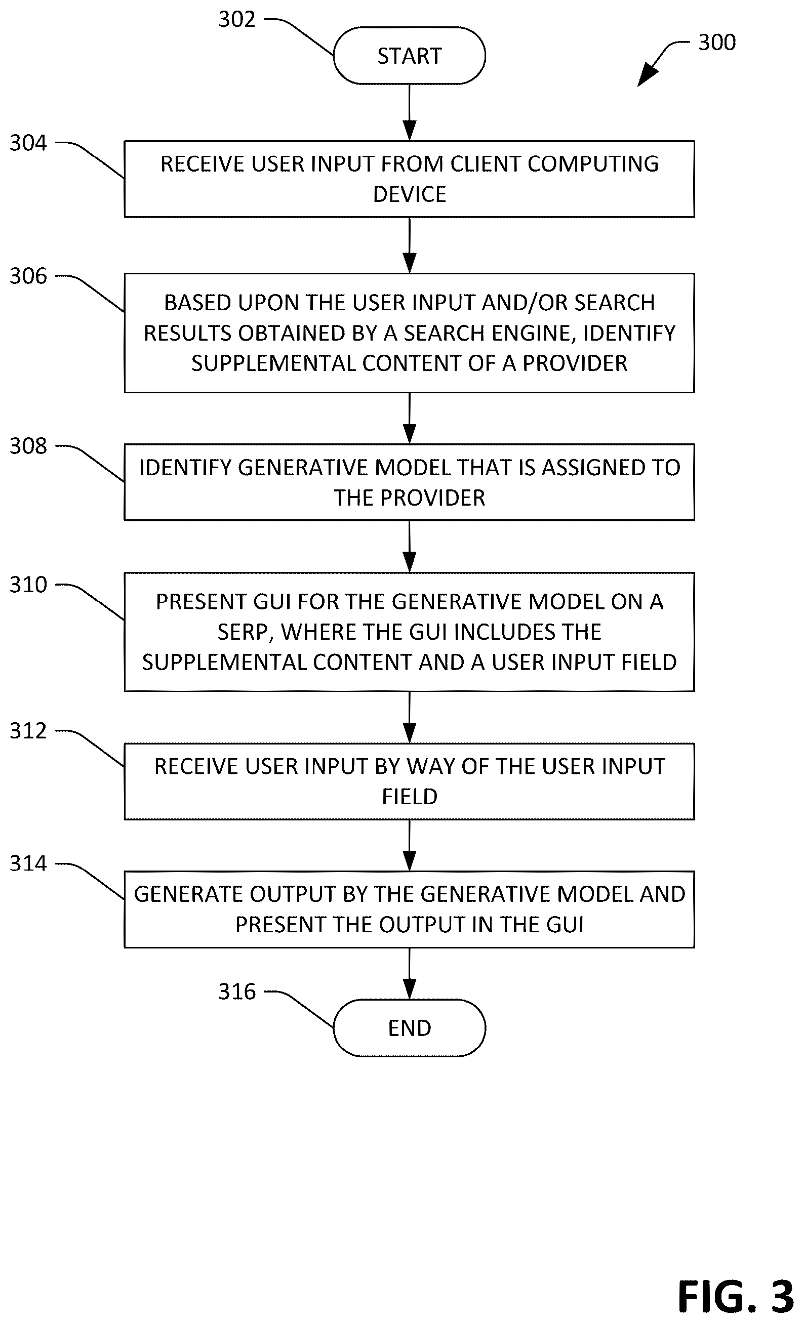 Patent US12579358 Figure 3 – Supplemental content and generative language models
