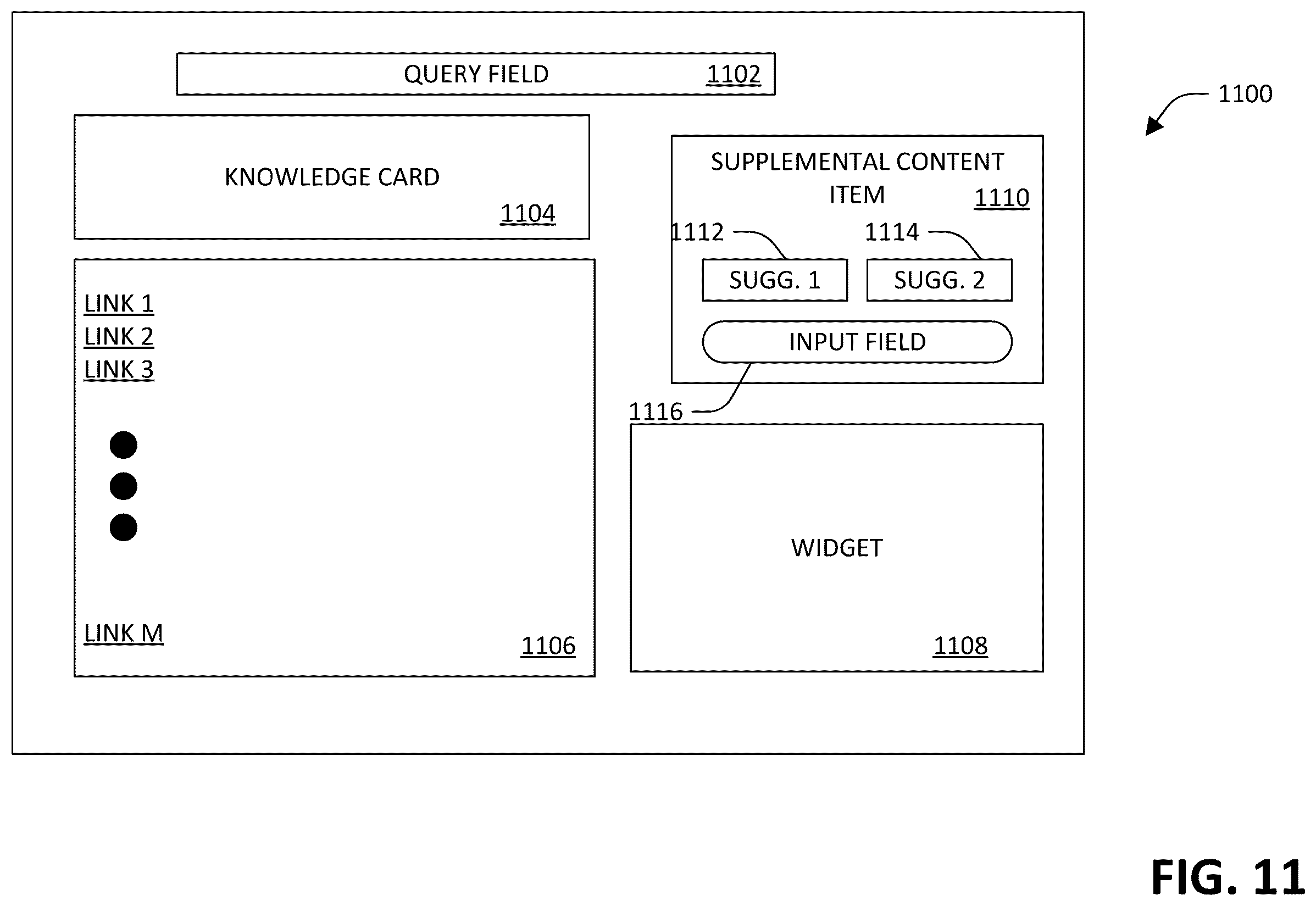 Patent US12579358 Figure 10 – Supplemental content and generative language models