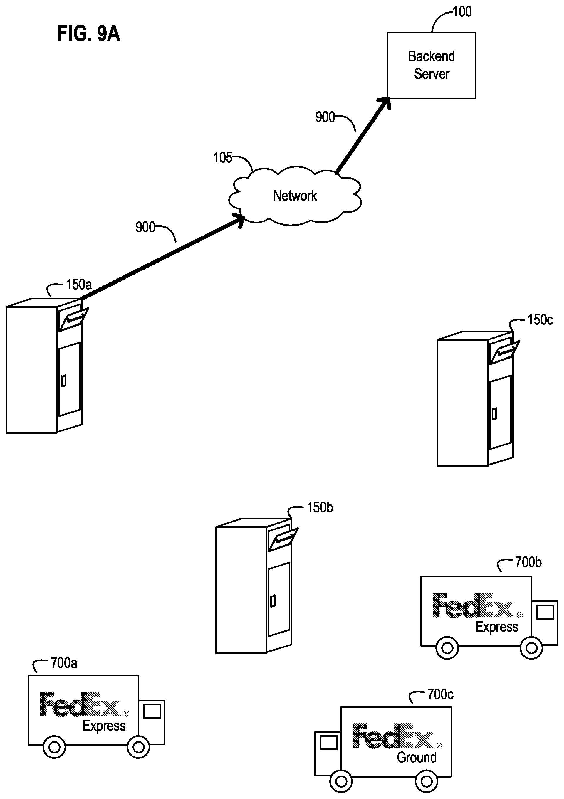 Patent US12579504 Figure 9 – Apparatus, systems, and methods for enhanced interaction with a node-based logistics receptacle and a parcel customer operating a mobile user device