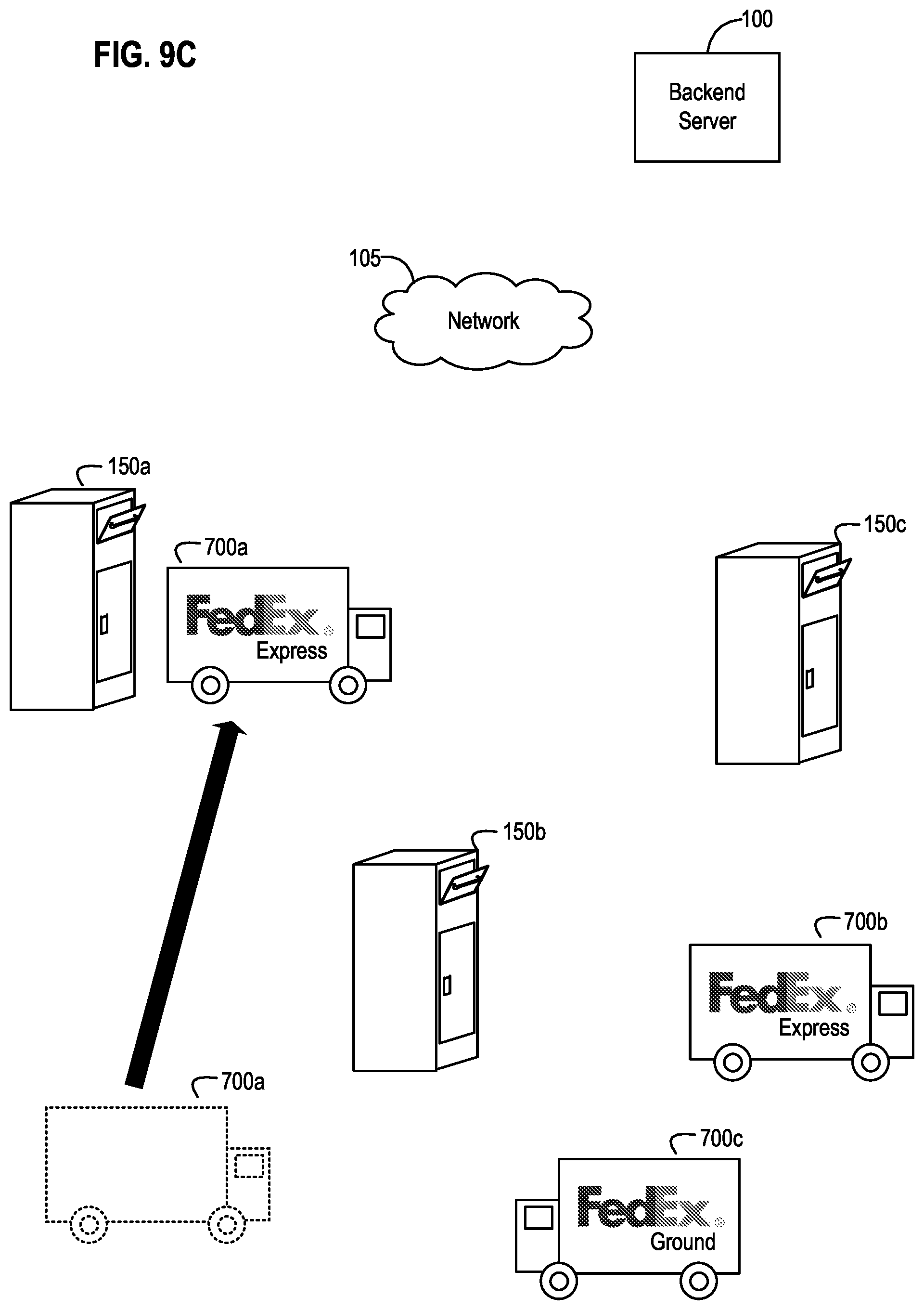 Patent US12579504 Figure 11 – Apparatus, systems, and methods for enhanced interaction with a node-based logistics receptacle and a parcel customer operating a mobile user device
