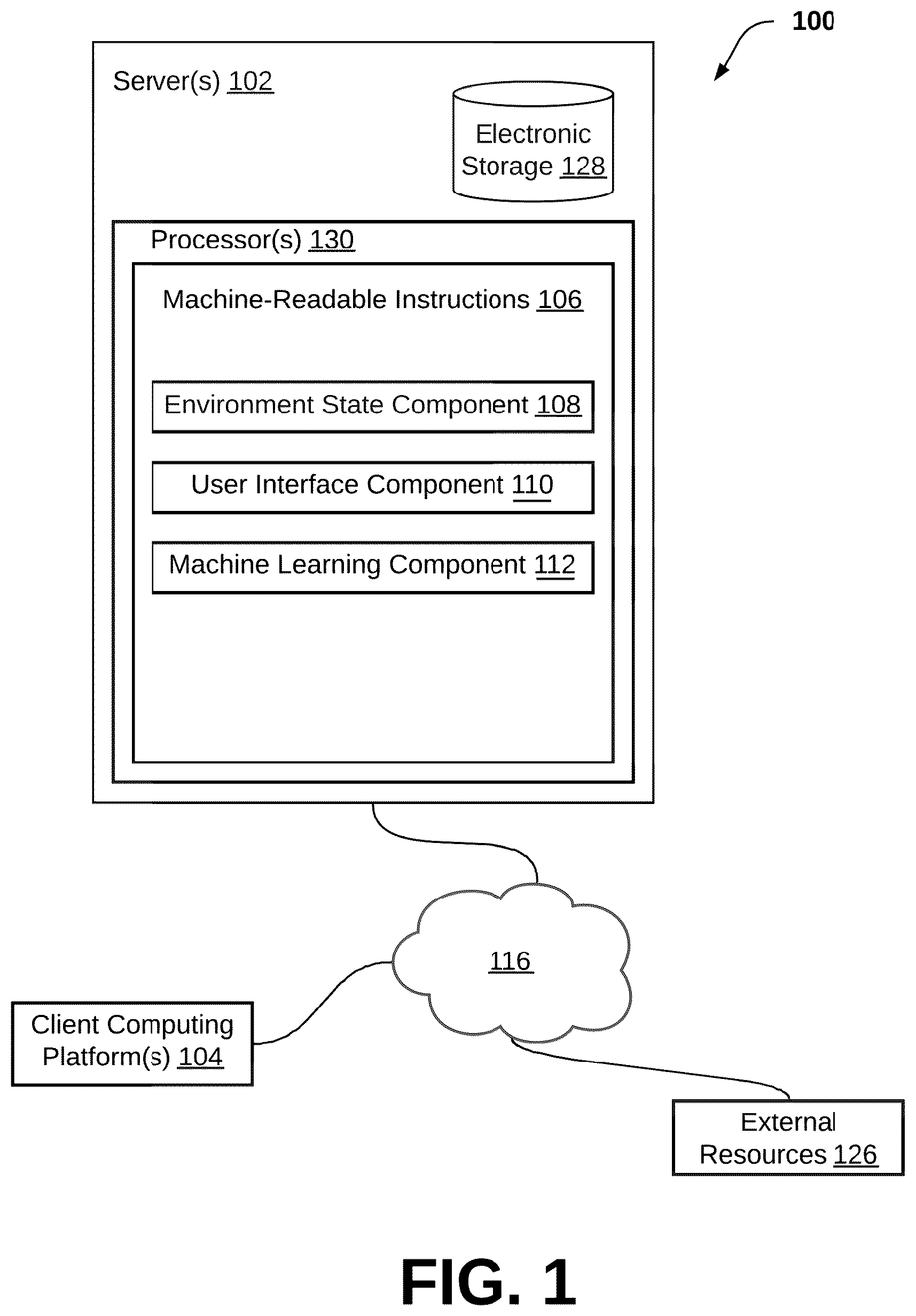 Patent US12579515 Figure 1 – Systems and methods to train and/or use a machine learning model to generate correspondences between portions of recorded audio content and work unit records of a collaboration environment