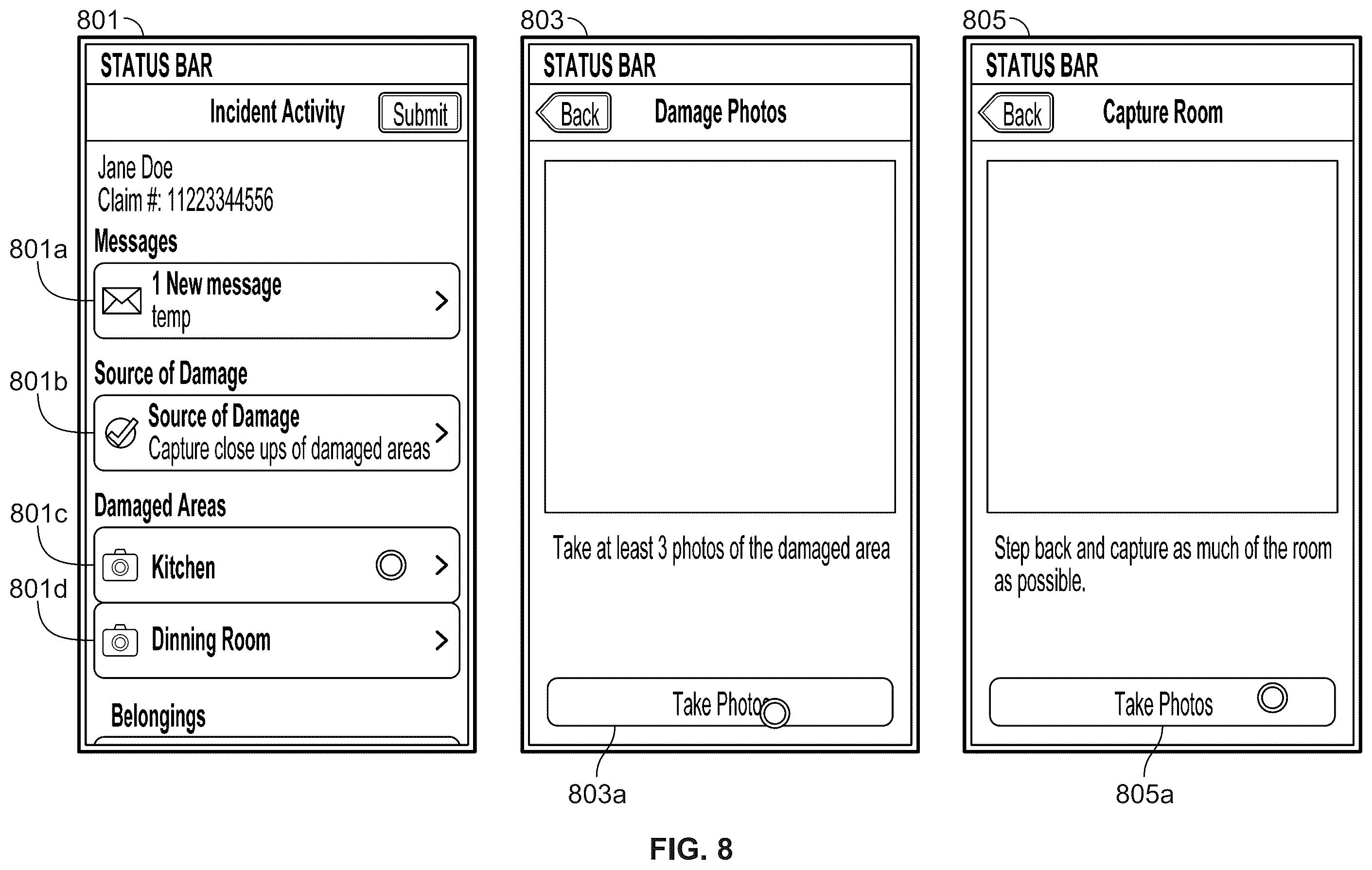 Patent US12579579 Figure 8 – Communication schemes for property claims adjustments