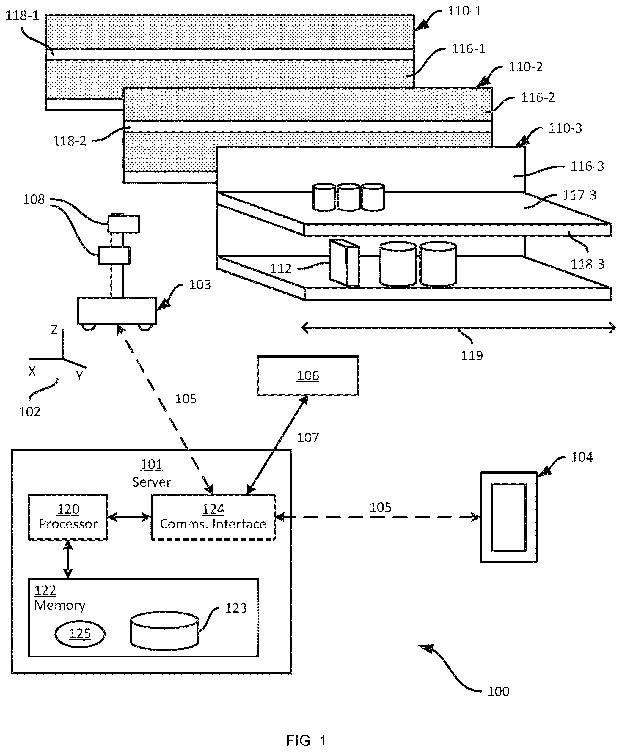 Patent US12579686 — Mixed depth object detection — Figure 1