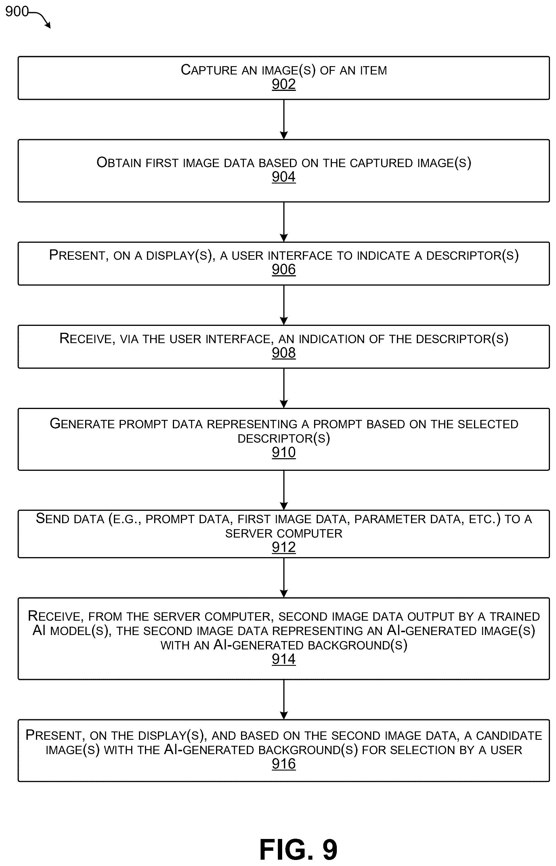 Patent US12579703 Figure 7 – Artificial intelligence-generated backgrounds