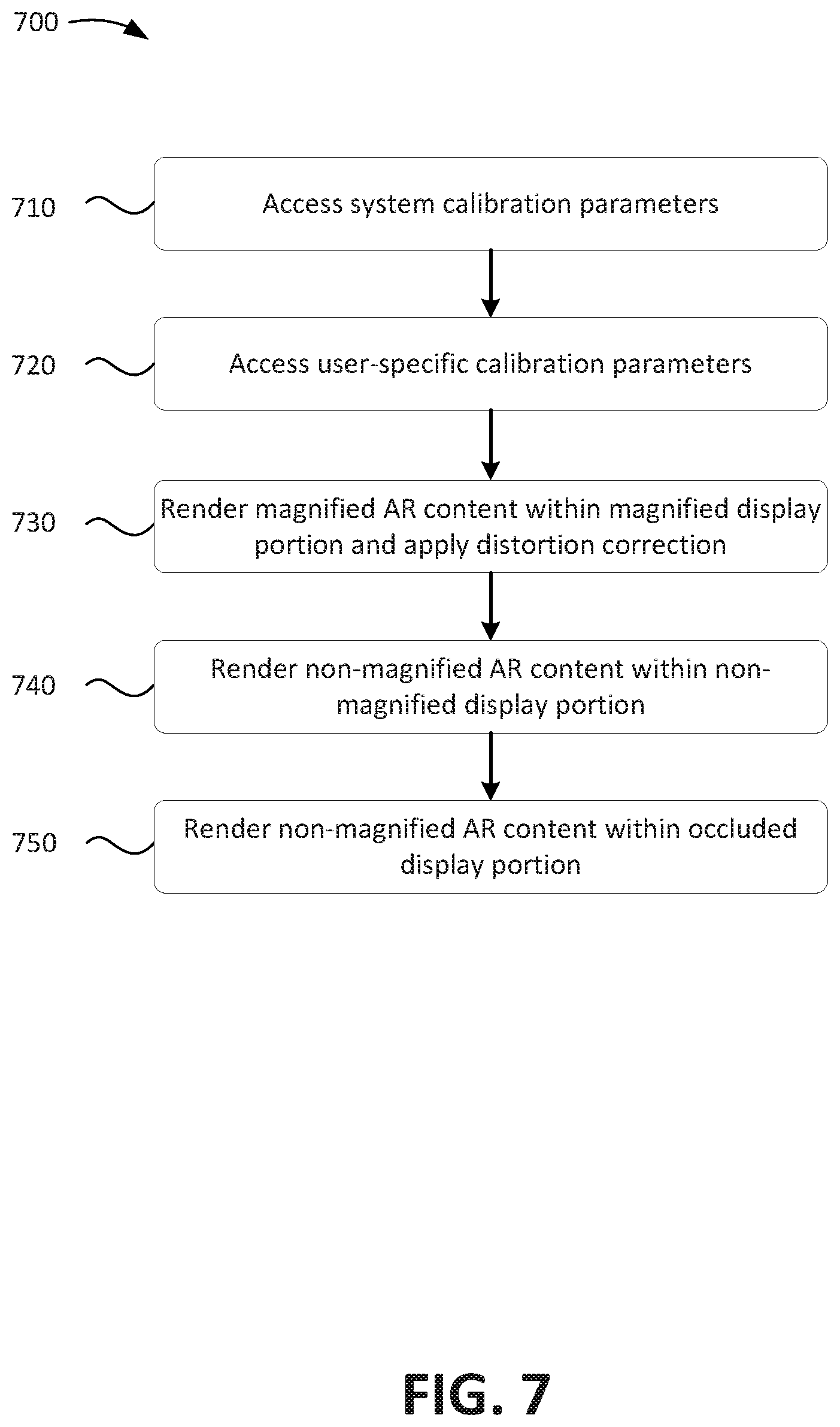 Patent US12579755 Figure 7 – Overlaying augmented reality (AR) content within an AR headset coupled to a magnifying loupe