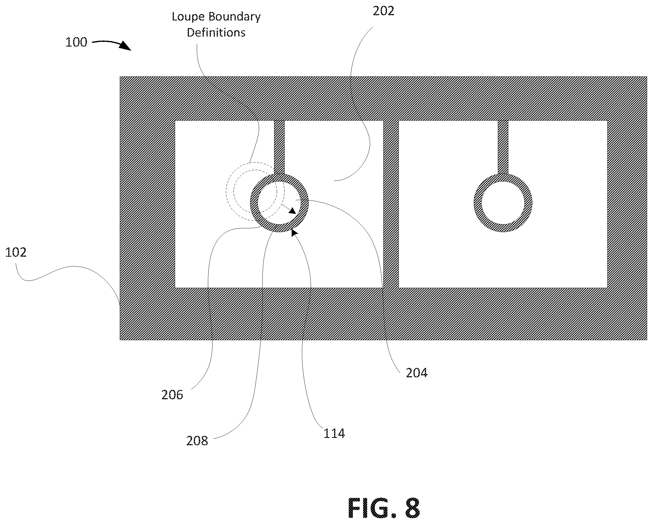 Patent US12579755 Figure 8 – Overlaying augmented reality (AR) content within an AR headset coupled to a magnifying loupe