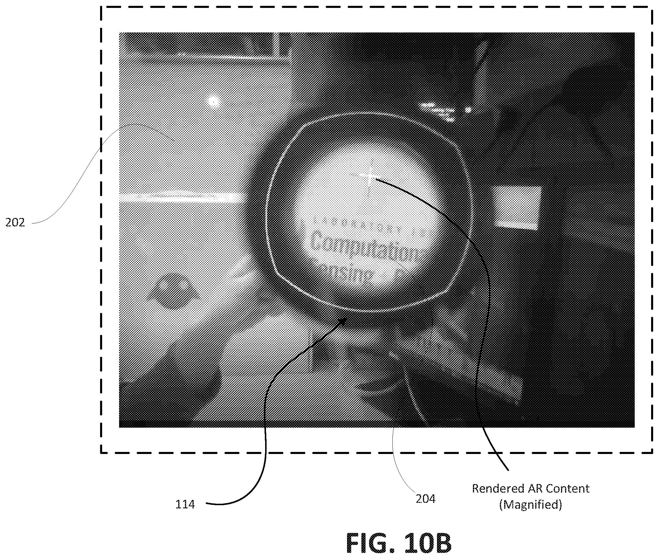 Patent US12579755 Figure 11 – Overlaying augmented reality (AR) content within an AR headset coupled to a magnifying loupe