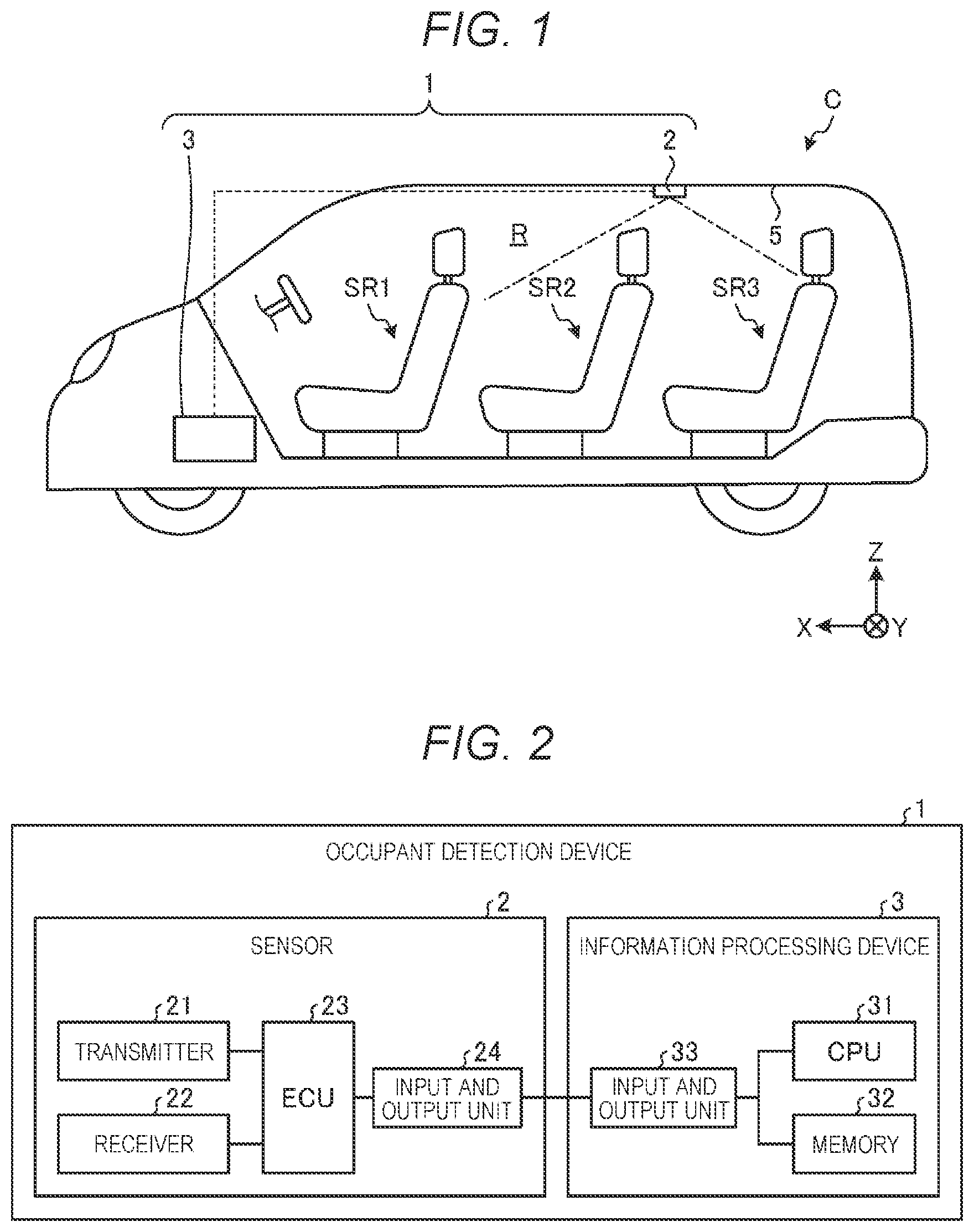 Patent US12579824 Figure 1 – Occupant detection device and occupant detection method