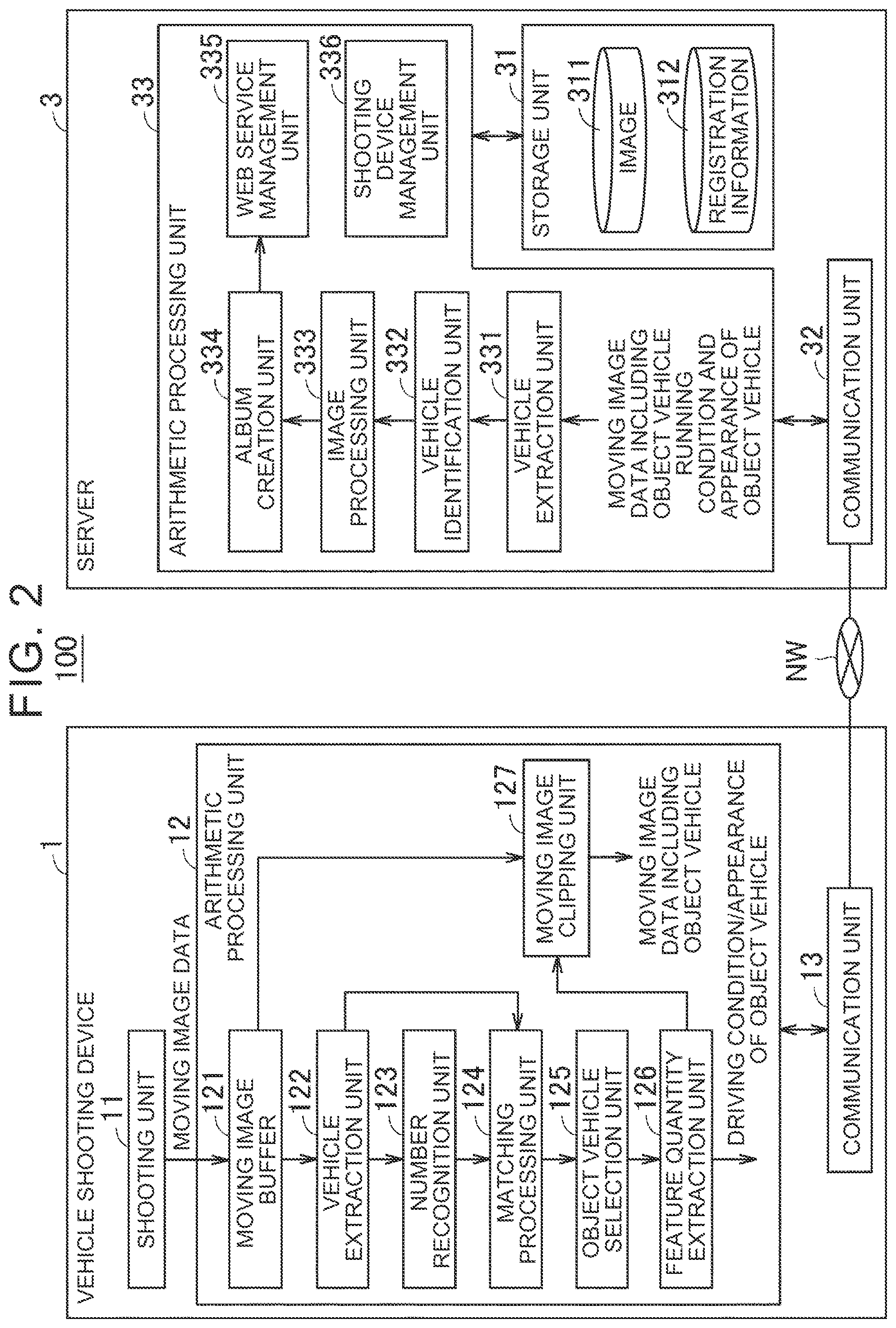 Patent US12579826 Figure 2 – Image processing system for masking selected vehicles in image data