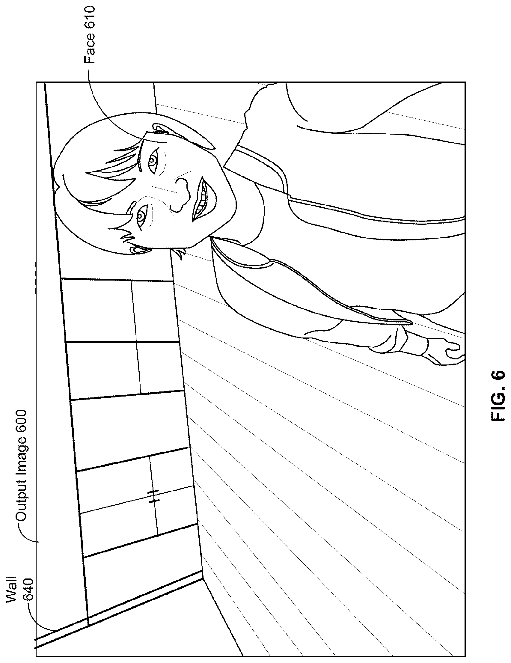 Patent US12579838 Figure 6 – Perspective distortion correction on faces