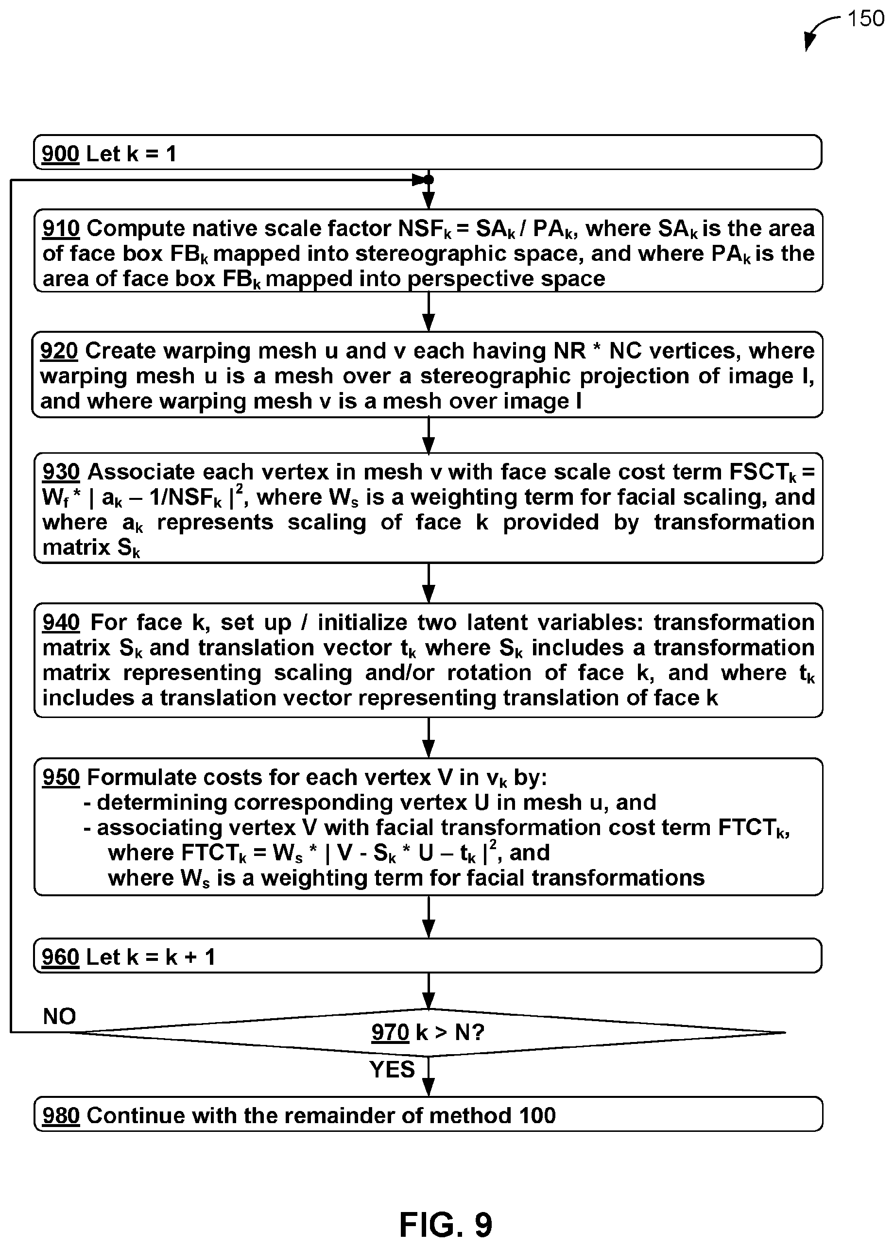 Patent US12579838 Figure 9 – Perspective distortion correction on faces