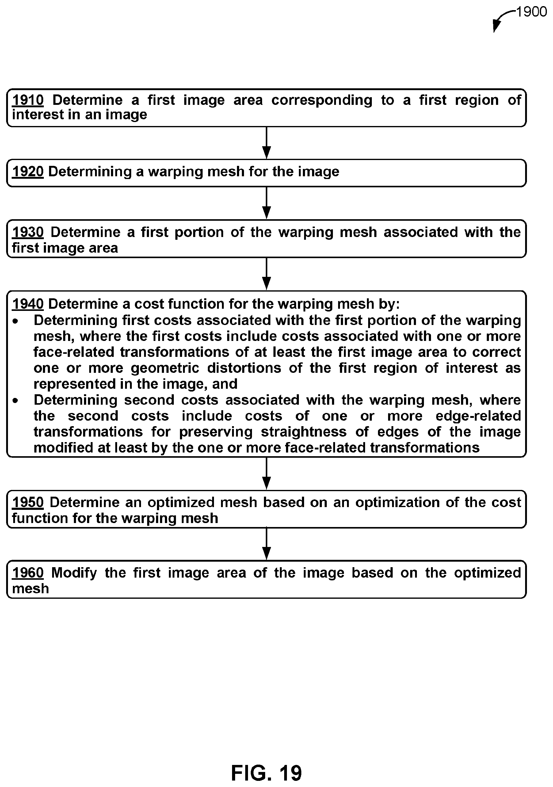 Patent US12579838 Figure 19 – Perspective distortion correction on faces