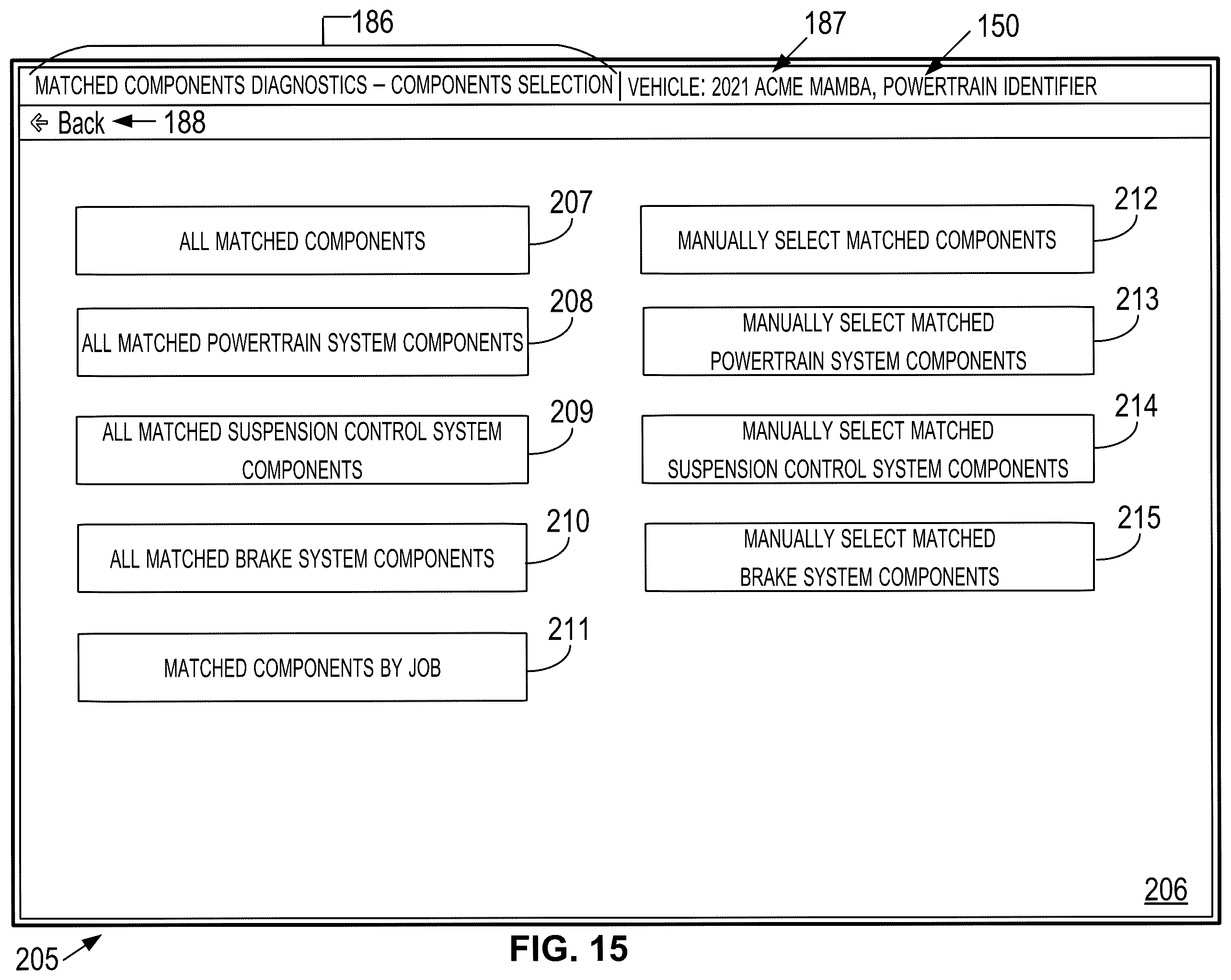 Patent US12579852 Figure 11 – Method and system for testing matched components of vehicle