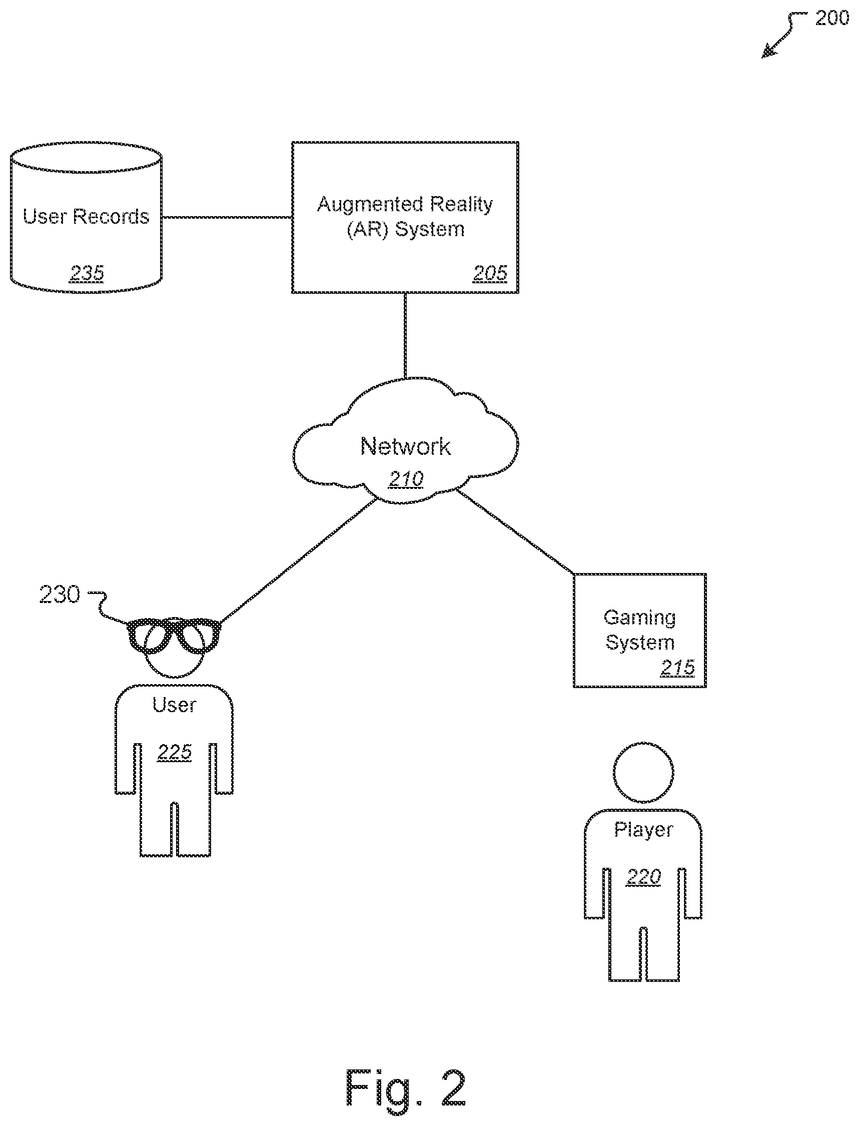 Patent US12579862 Figure 2 – Jackpot and win celebration in a virtual reality and augmented reality environment