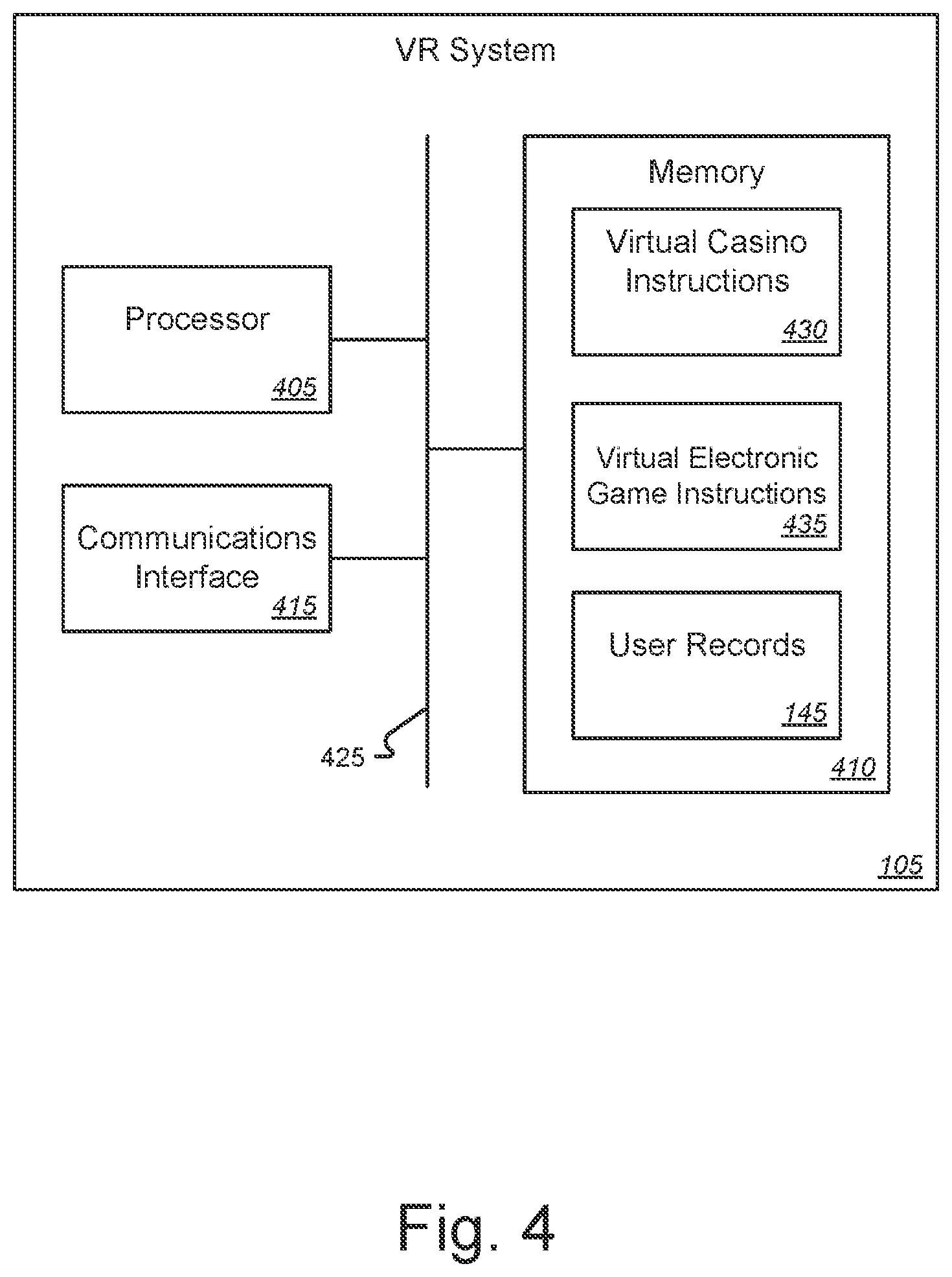 Patent US12579862 Figure 4 – Jackpot and win celebration in a virtual reality and augmented reality environment