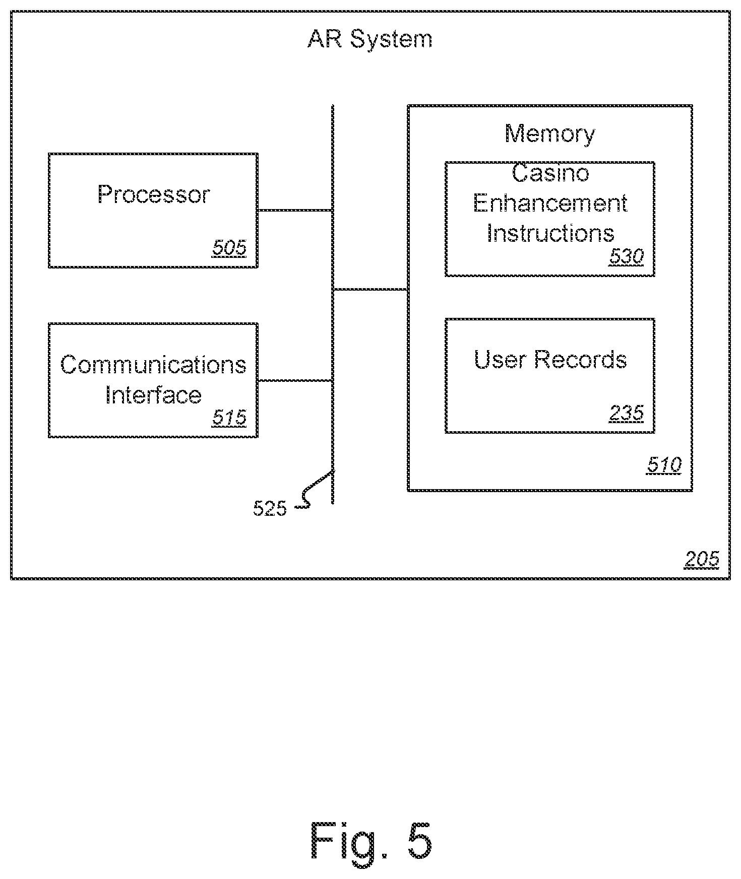 Patent US12579862 Figure 5 – Jackpot and win celebration in a virtual reality and augmented reality environment