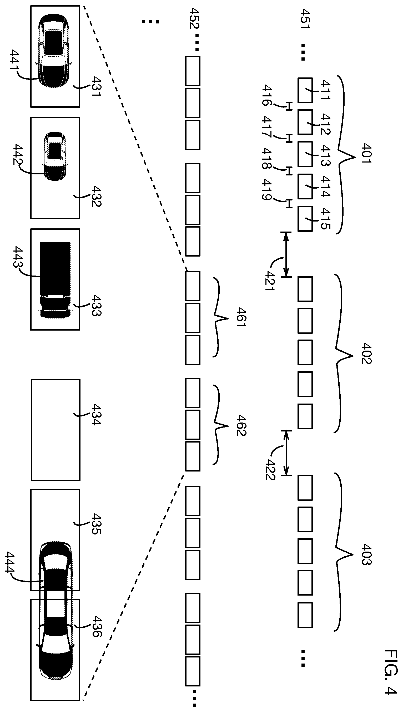 Patent US12579894 Figure 4 – Multi-lane traffic management system for platoons of autonomous vehicles
