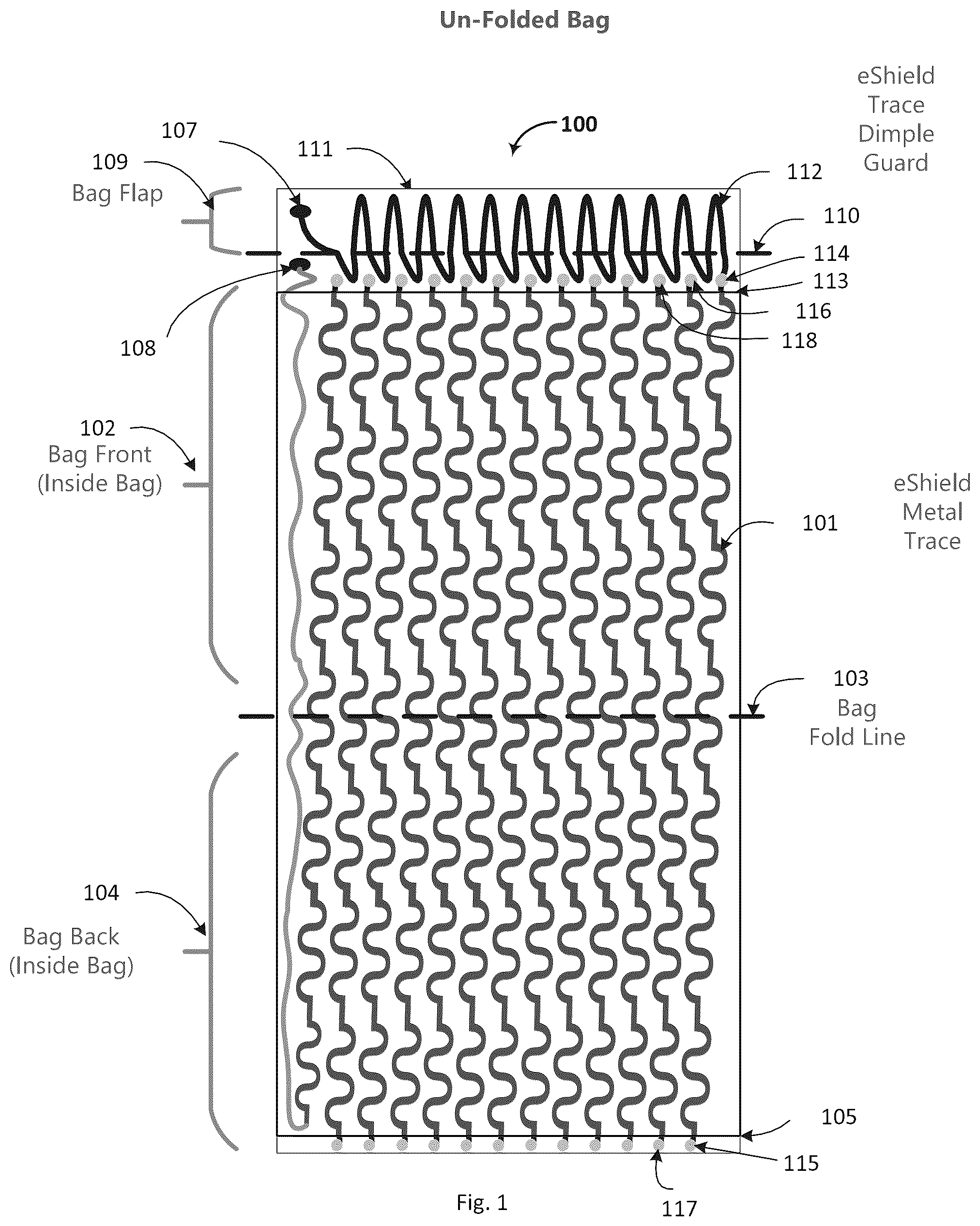 Patent US12579910 — Variable pattern shield protection system for a tamper-evident container — Figure 1