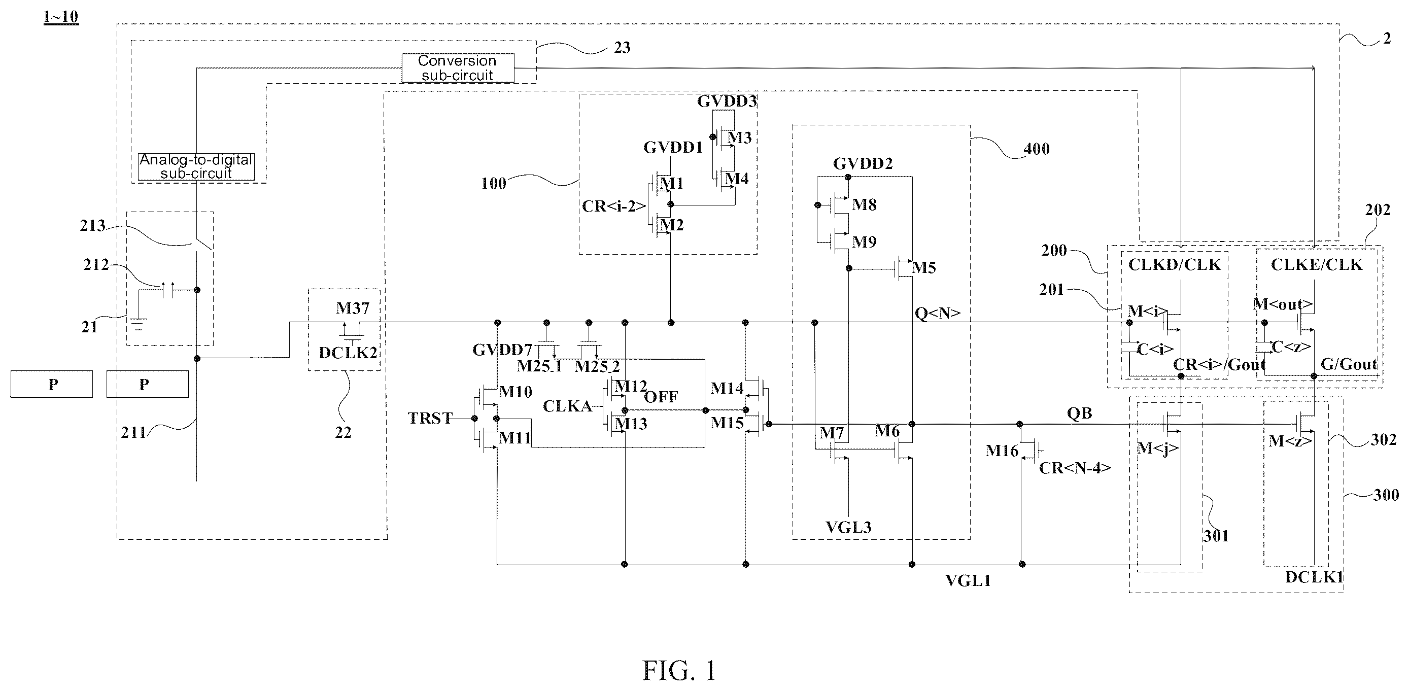 Patent US12579945 Figure 1 – Shift register, gate driver circuit and display device