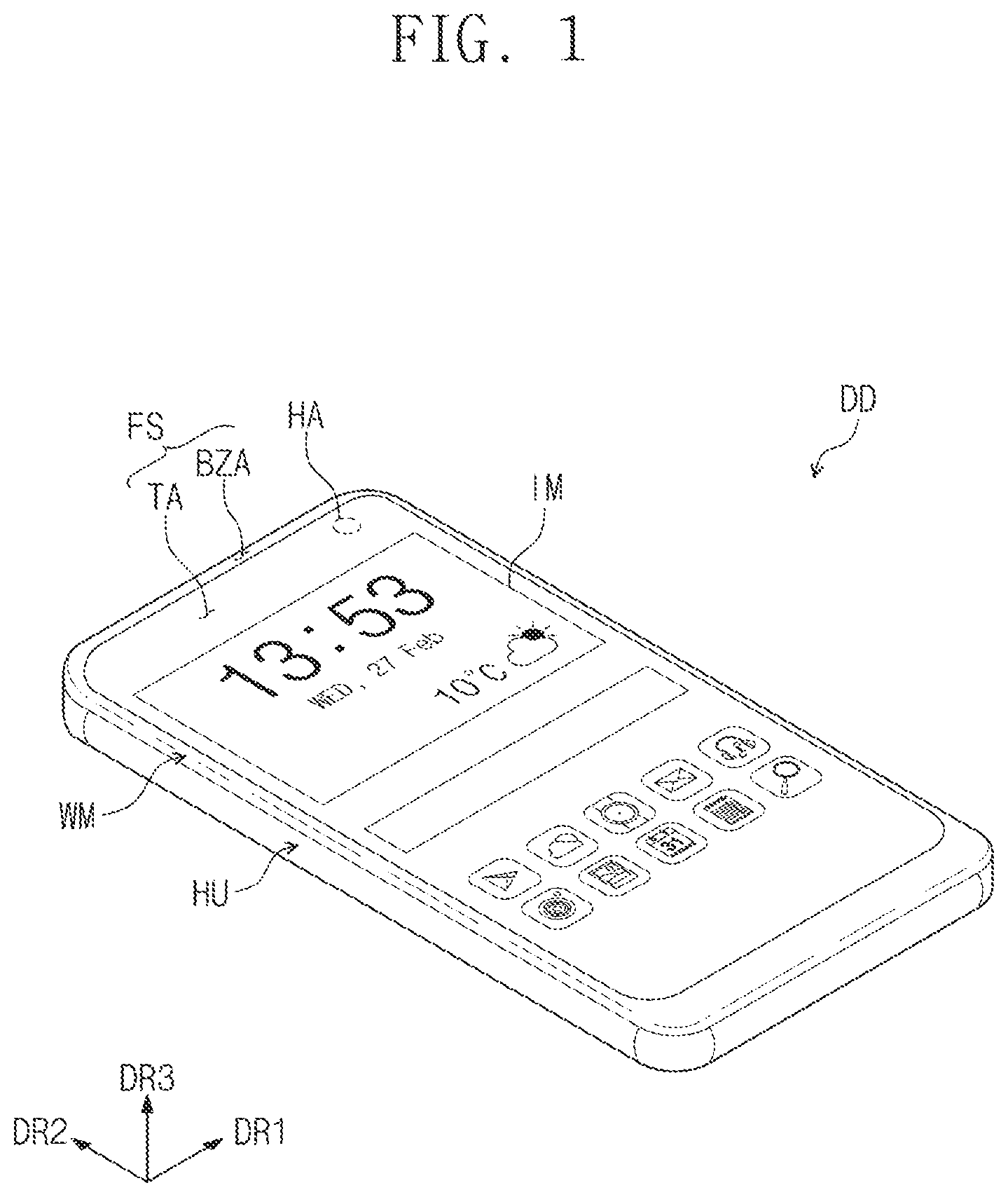 Patent US12581004 Figure 1 – Display device and method of manufacturing the same