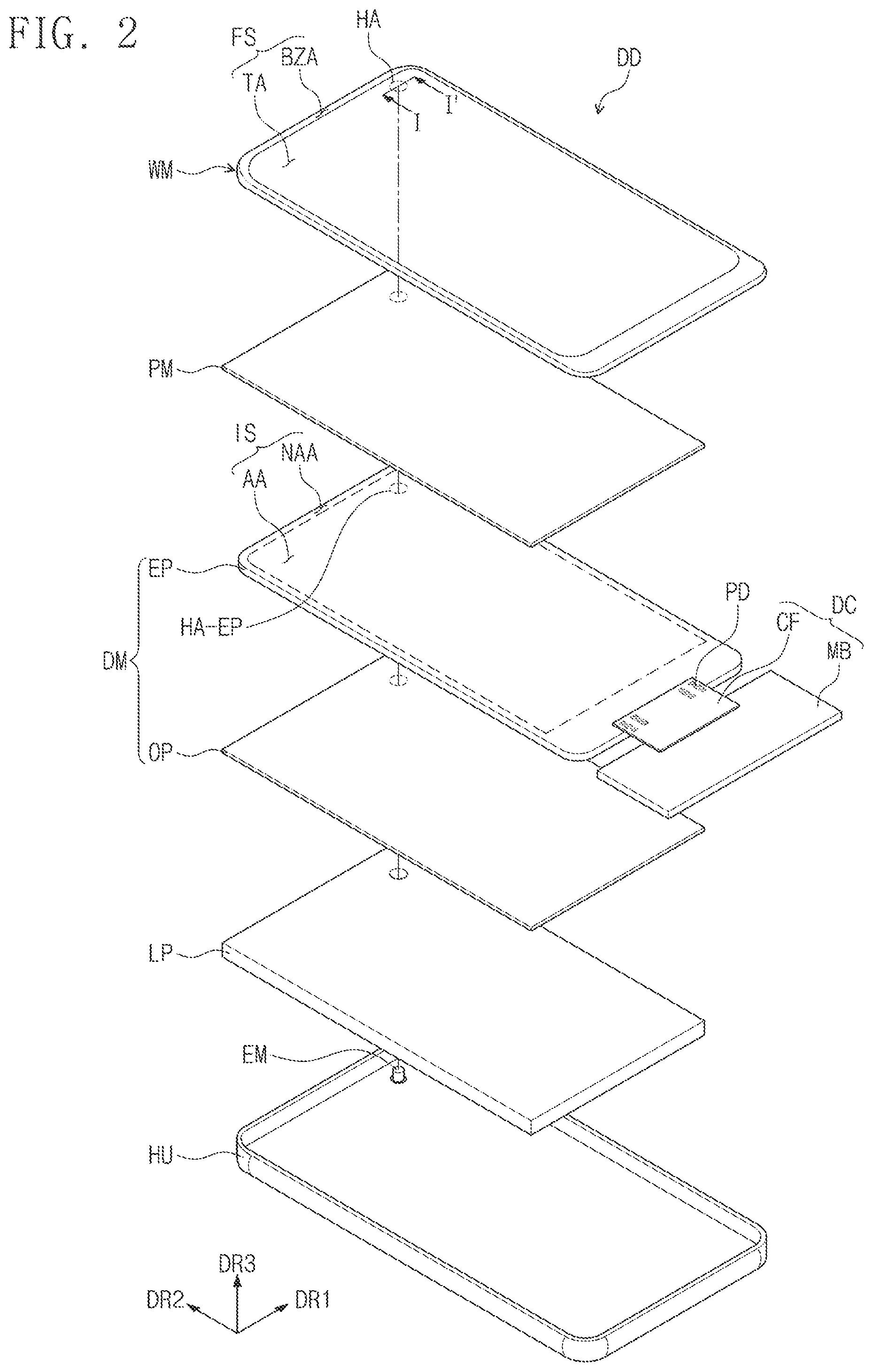 Patent US12581004 Figure 2 – Display device and method of manufacturing the same