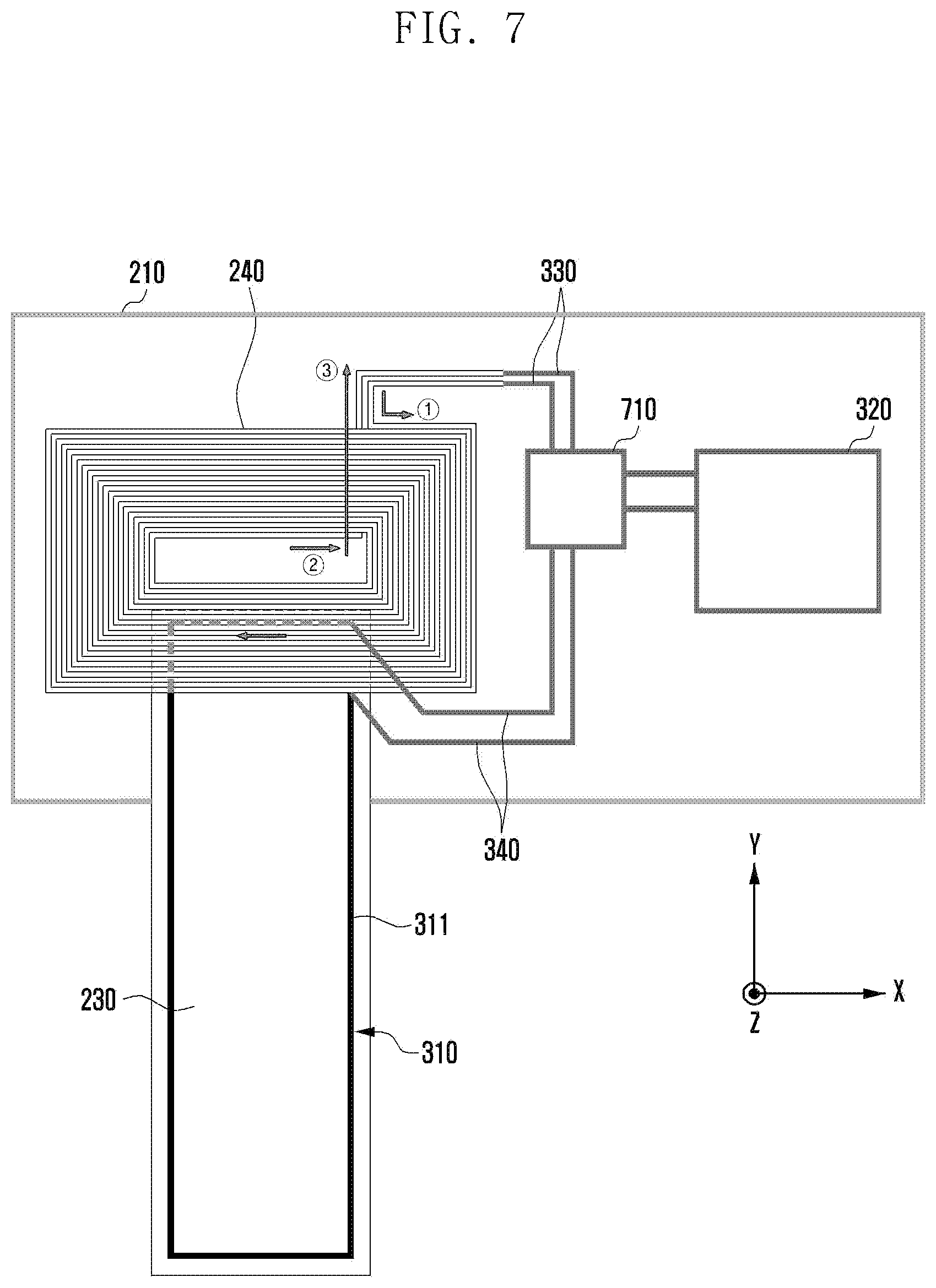 Patent US12581007 Figure 7 – Electronic device including multiple PCBS and antennas printed on PCBS