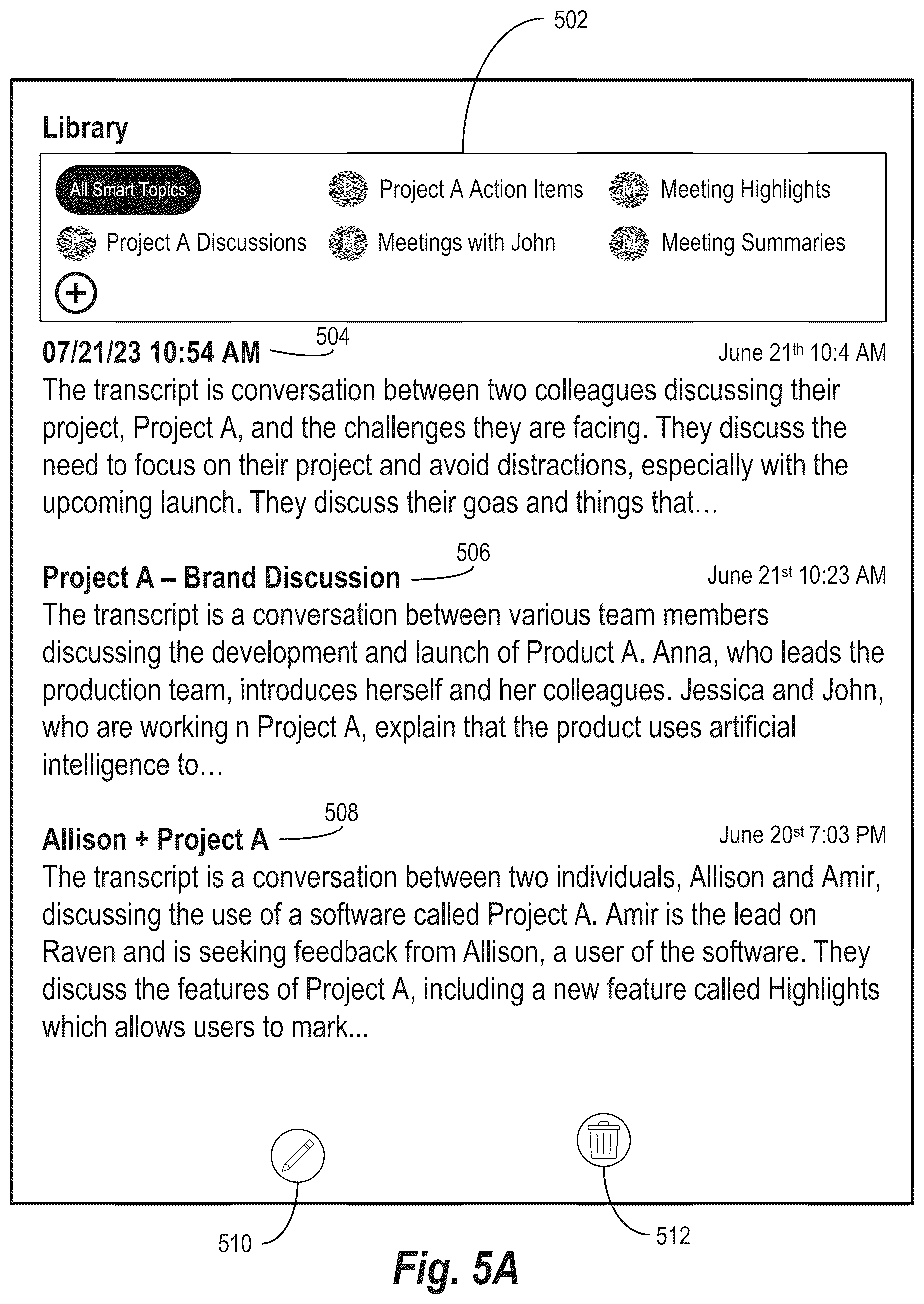 Patent US12581037 Figure 5 – Generating smart topics for video calls using a large language model and a context transformer engine