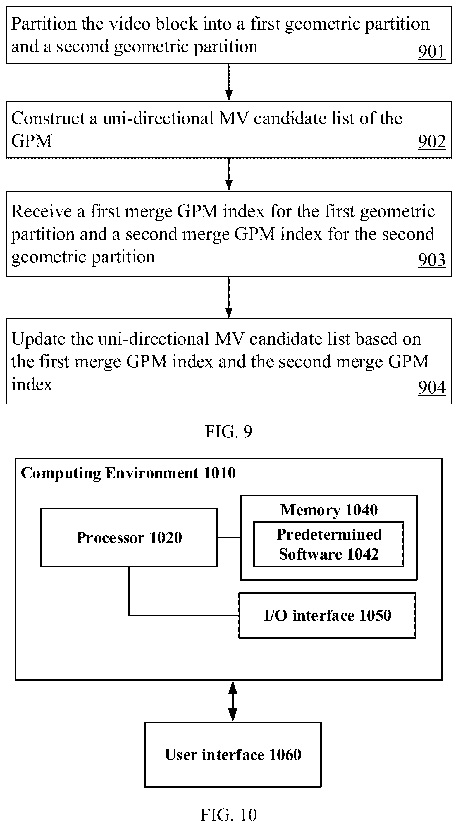Patent US12581058 Figure 7 – Geometric partition mode with motion vector refinement