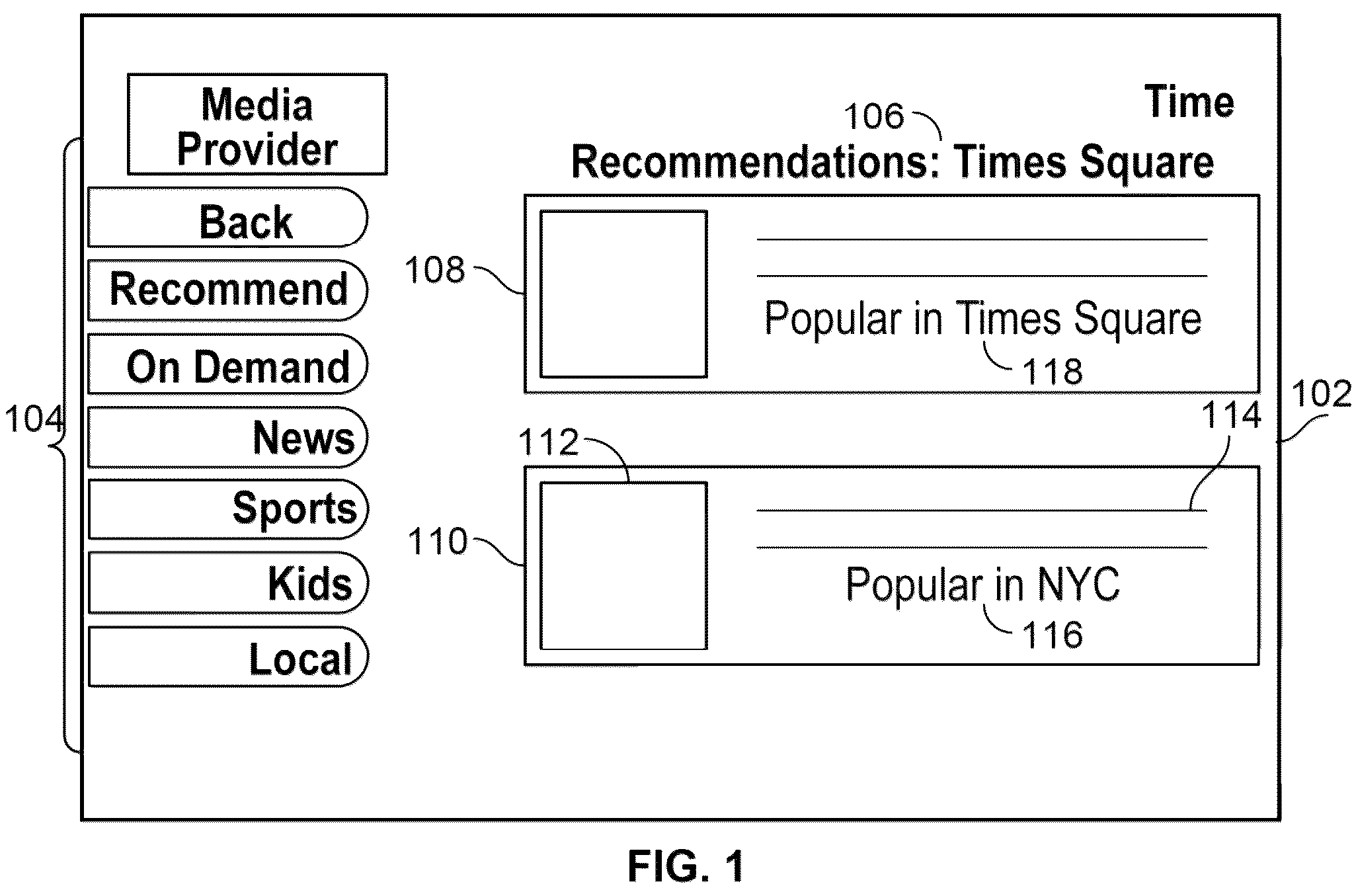 Patent US12581162 Figure 1 – Methods and systems for recommending media assets based on the geographic location at which the media assets are frequently consumed
