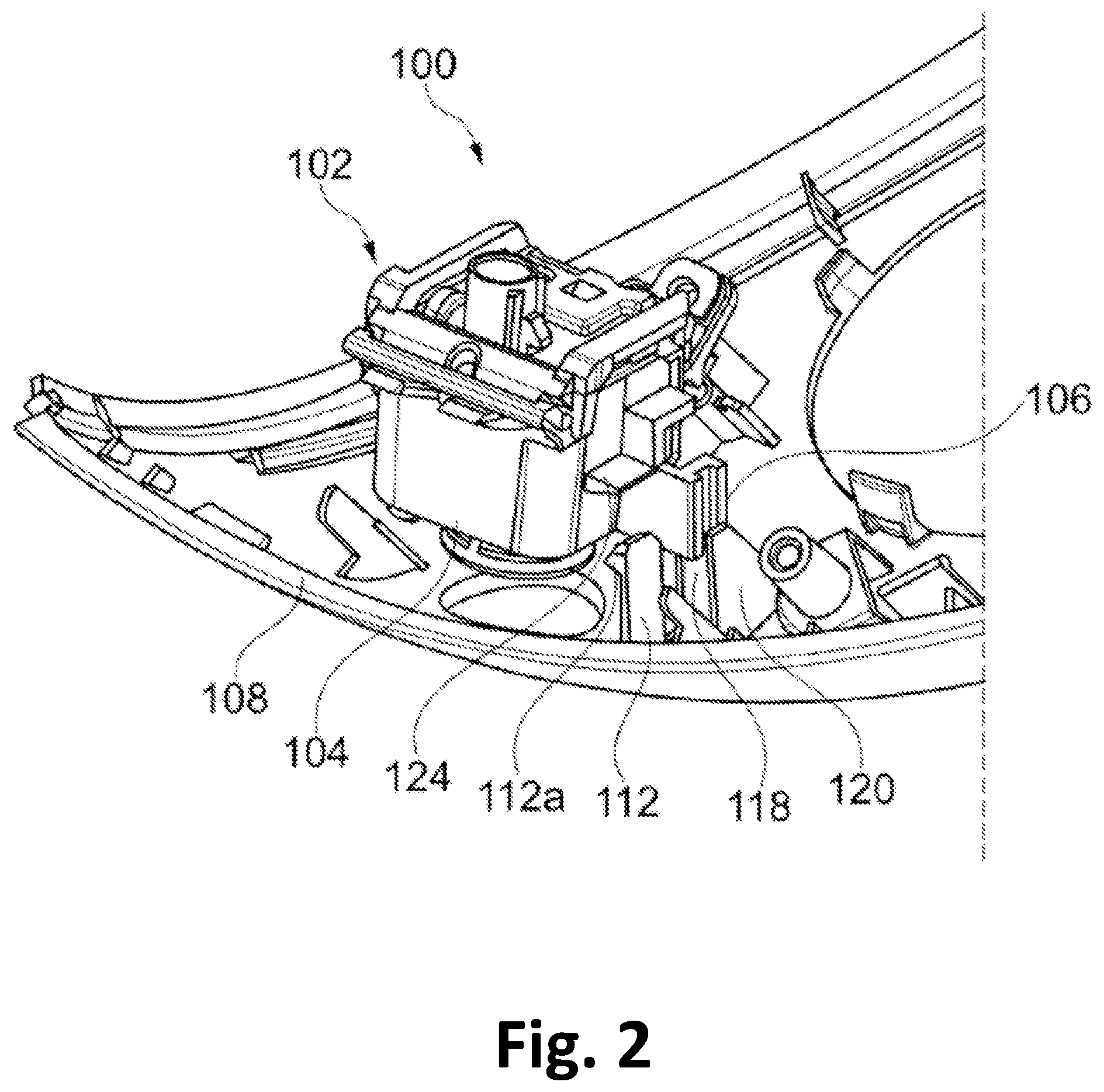 Patent US12581178 Figure 2 – Camera assembly arrangement for vehicle rear view cover and rear view device therewith