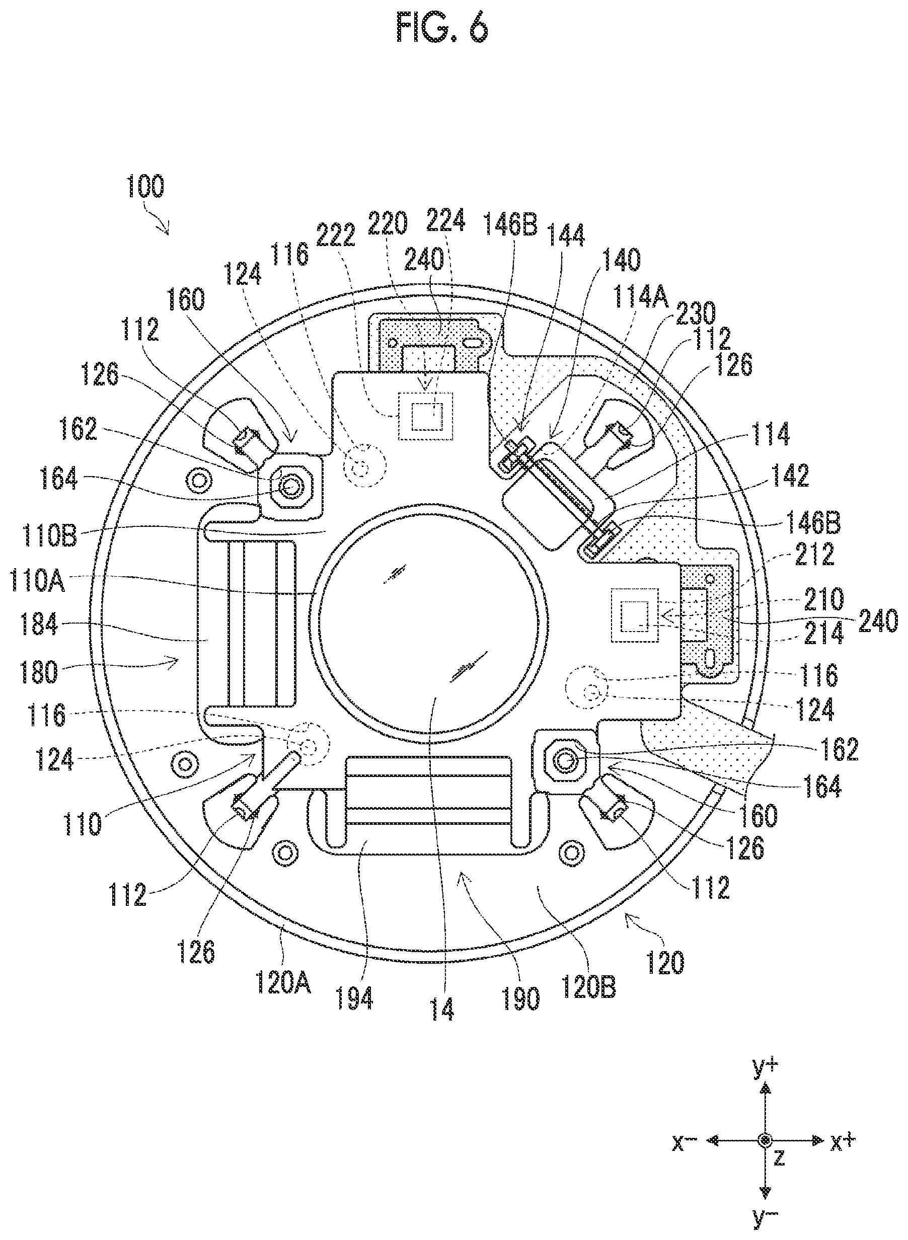 Patent US12581191 Figure 6 – Optical vibration-proof device, optical device, and fixing method of magnetic sensor