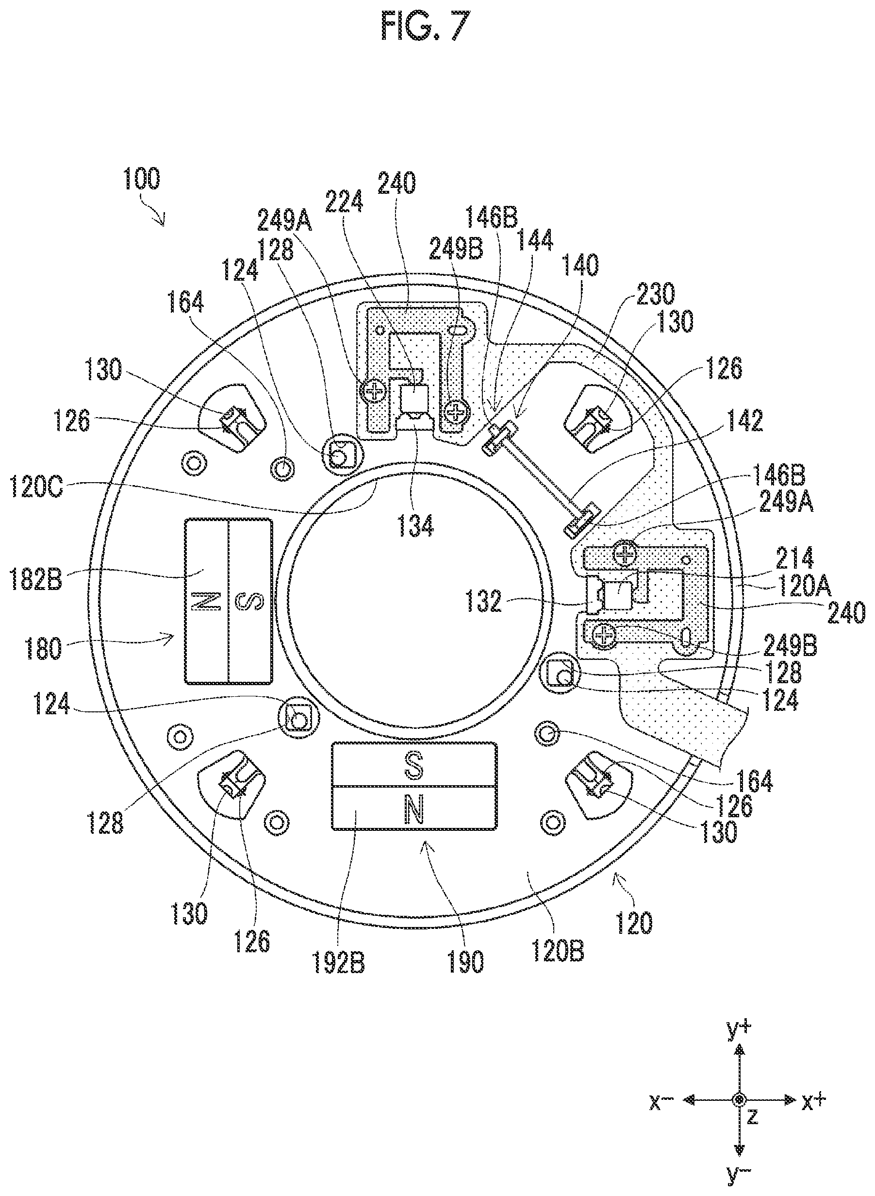 Patent US12581191 Figure 7 – Optical vibration-proof device, optical device, and fixing method of magnetic sensor