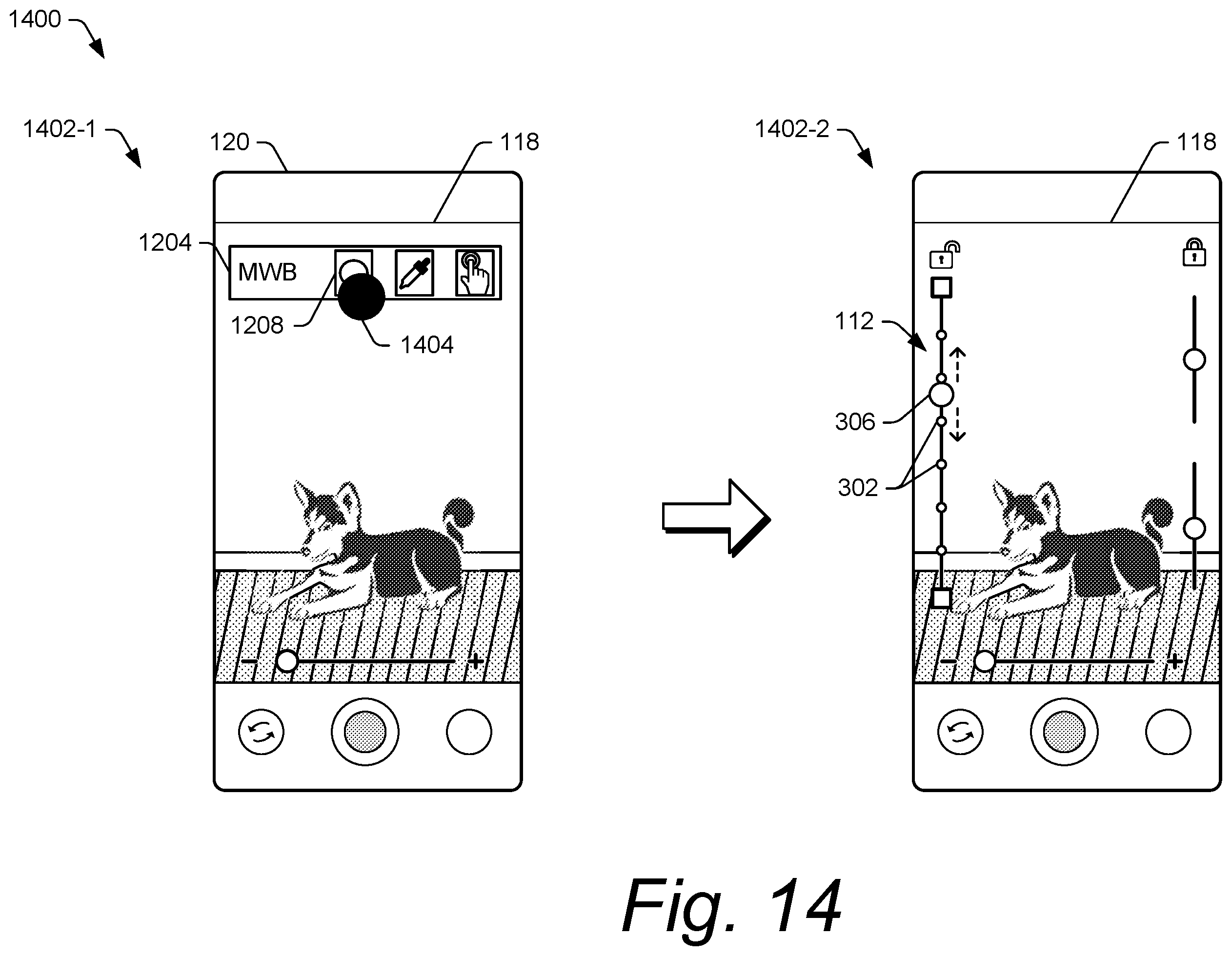Patent US12581205 Figure 14 – Hybrid white-balance mode in a camera system of an electronic device