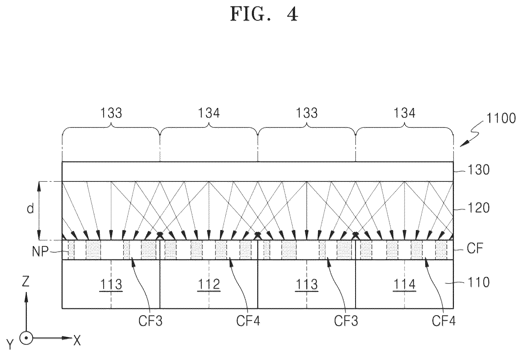 Patent US12581209 Figure 4 – Image sensor including color separating lens array and electronic device including the image sensor