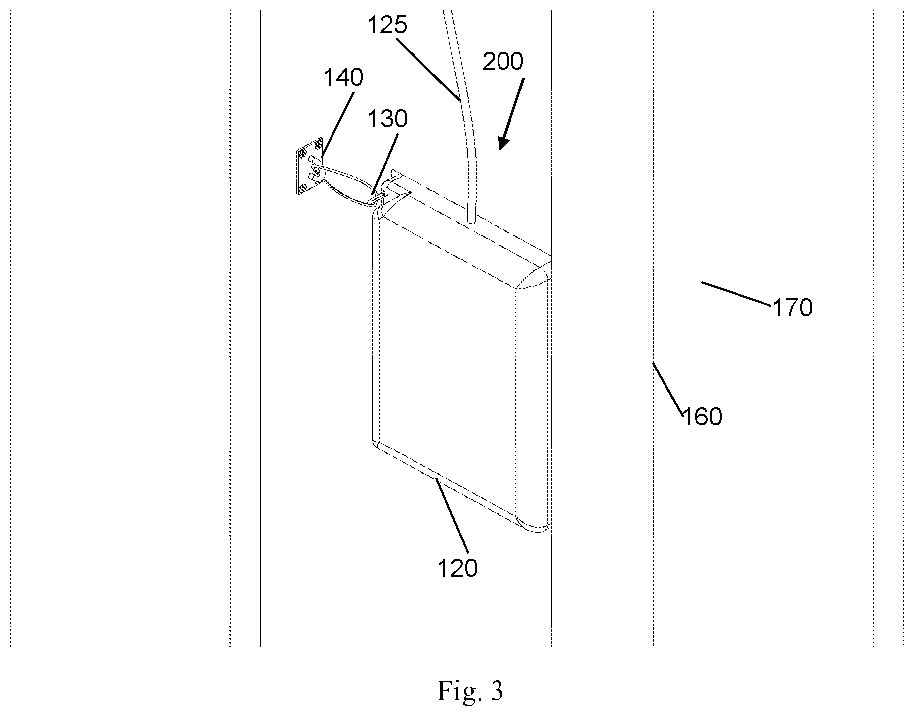 Patent US12581228 Figure 8 – Flat panel loudspeaker with overhanging panel and method of installation thereof