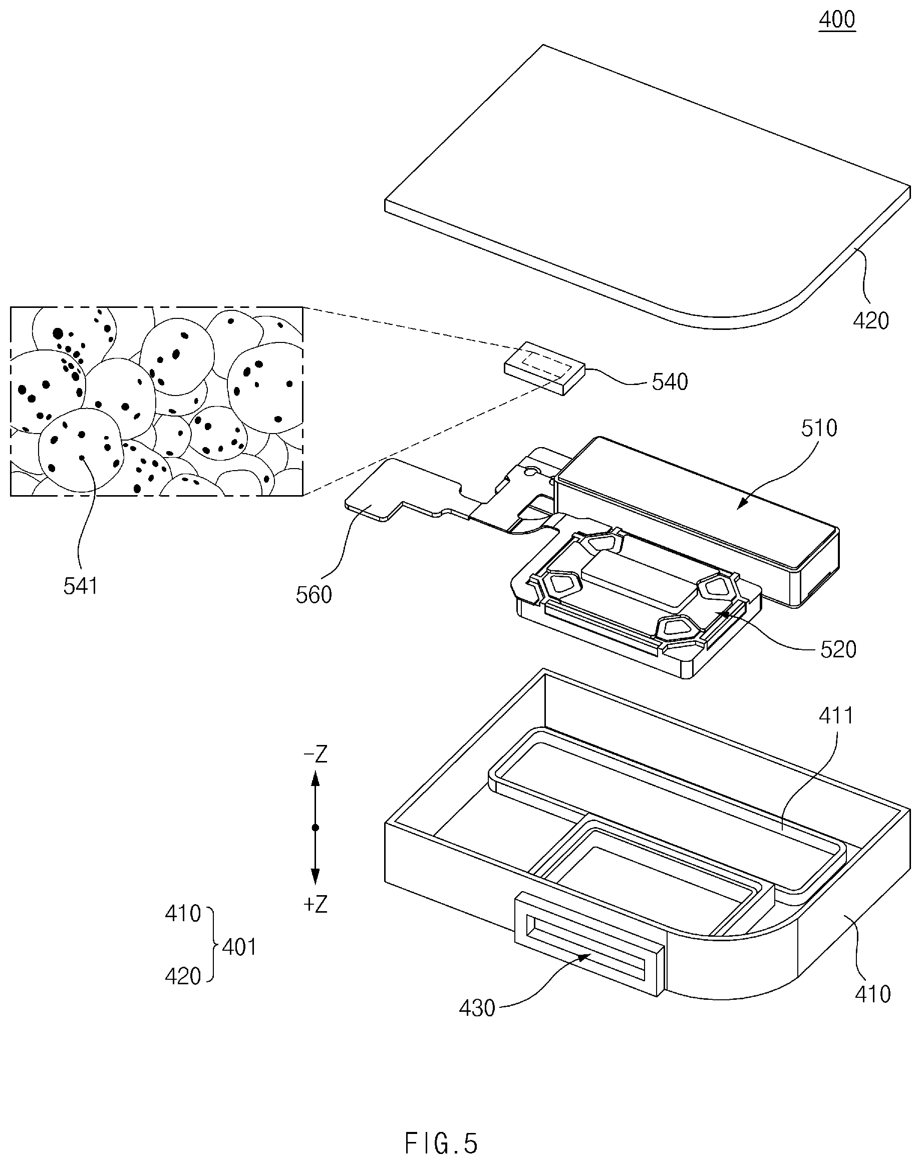 Patent US12581229 Figure 5 – Electronic device including speaker module