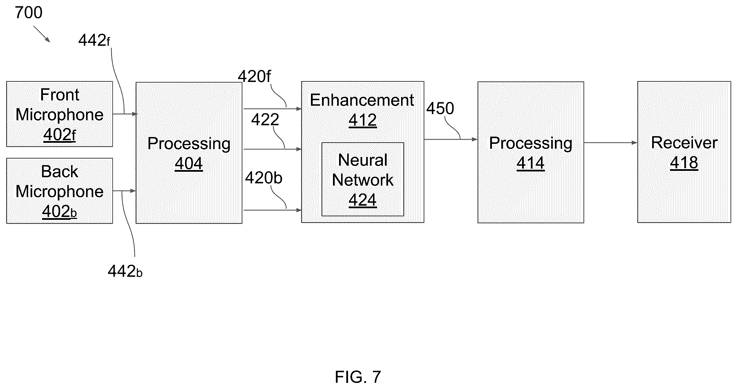 Patent US12581250 Figure 6 – Ear-worn device with neural network for noise reduction and/or spatial focusing using multiple input audio signals