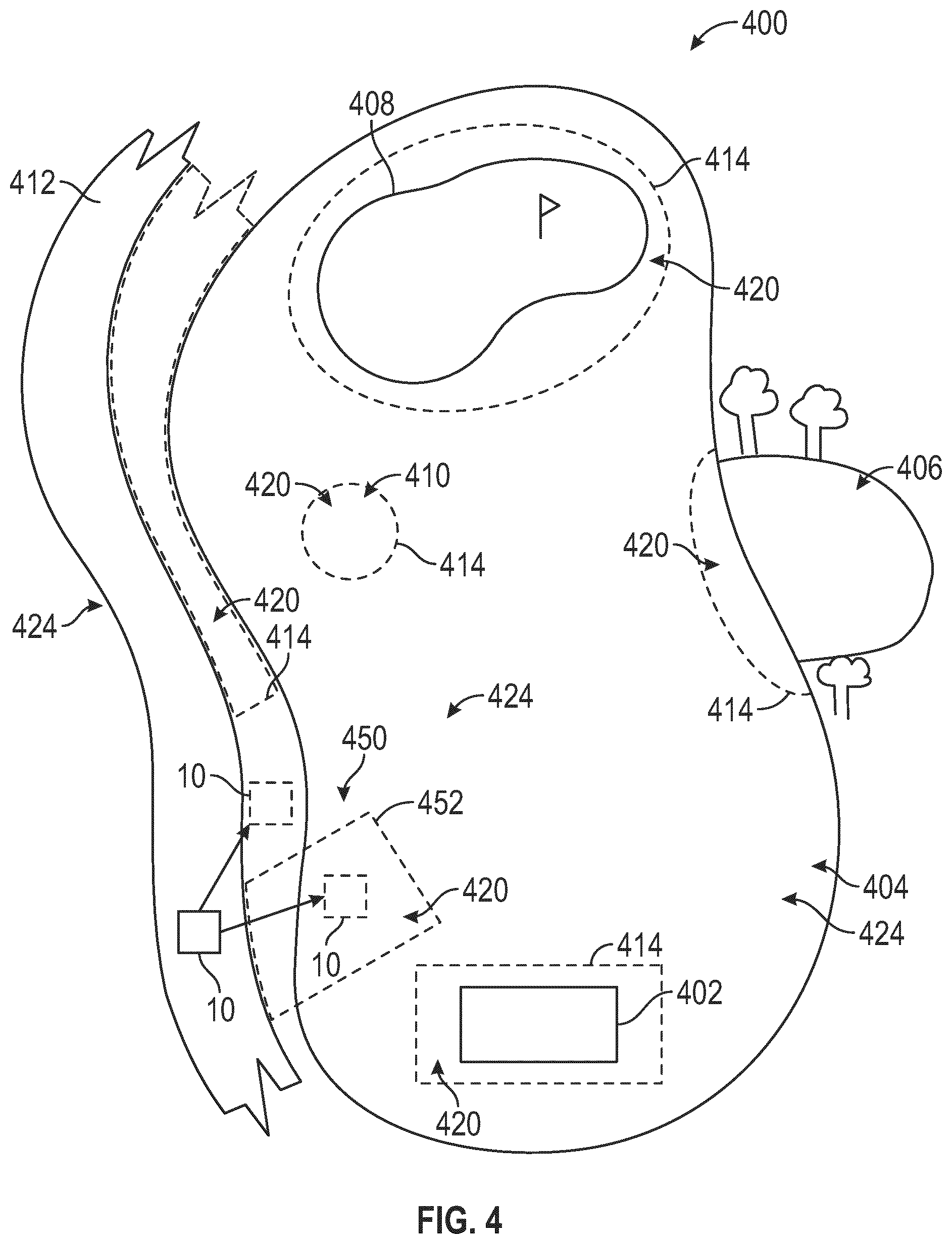 Patent US12581267 Figure 4 – Geofence based on vehicle traffic