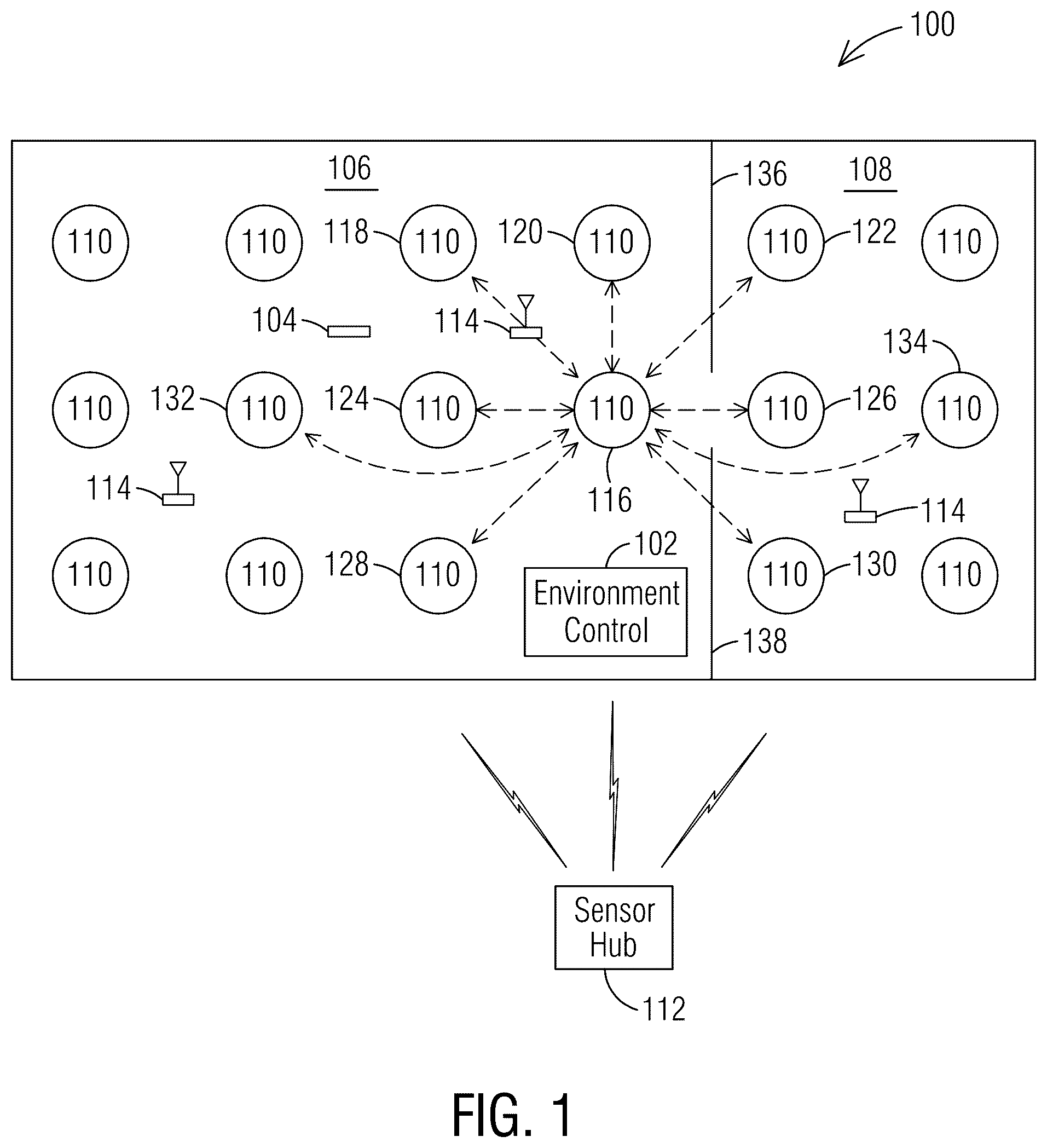 Patent US12581272 — Real-time location system and method using sensor-to-sensor data collection — Figure 1