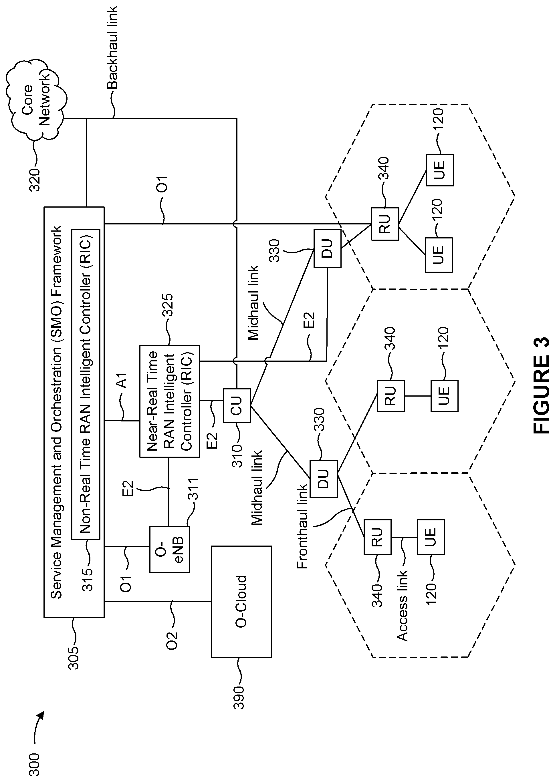 Patent US12581385 Figure 3 – Repeater handover decision based on end-to-end link quality