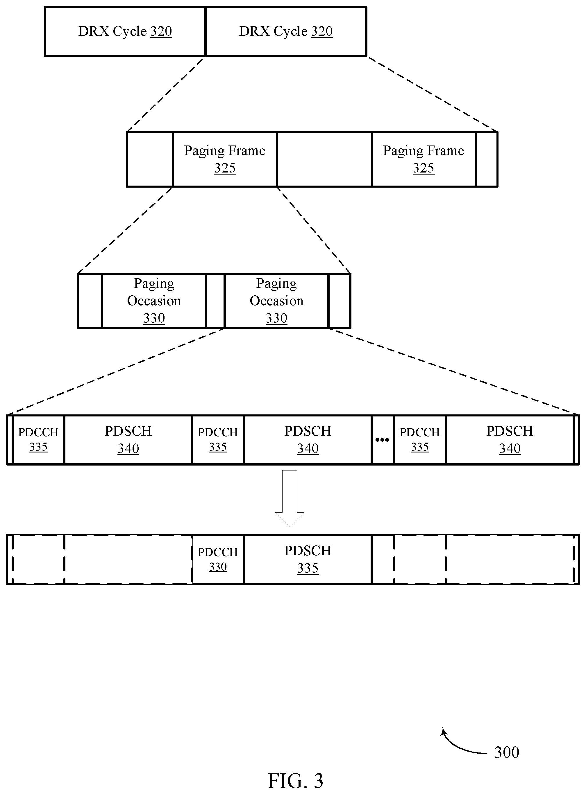 Patent US12581455 Figure 3 – Reduced beam for paging