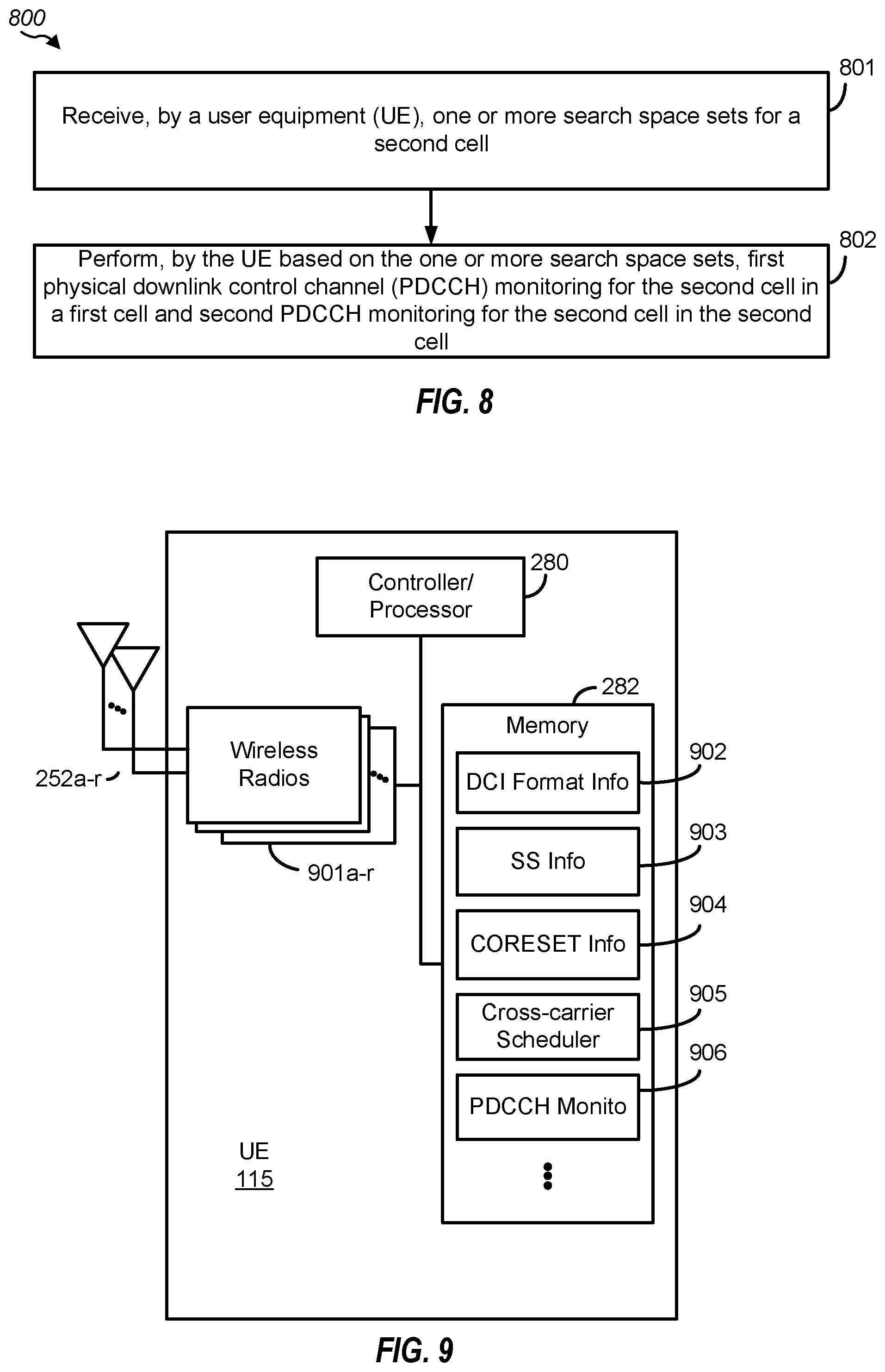 Patent US12581487 Figure 8 – Search space set for monitoring physical downlink control channel (PDCCH) of one cell in multiple cells