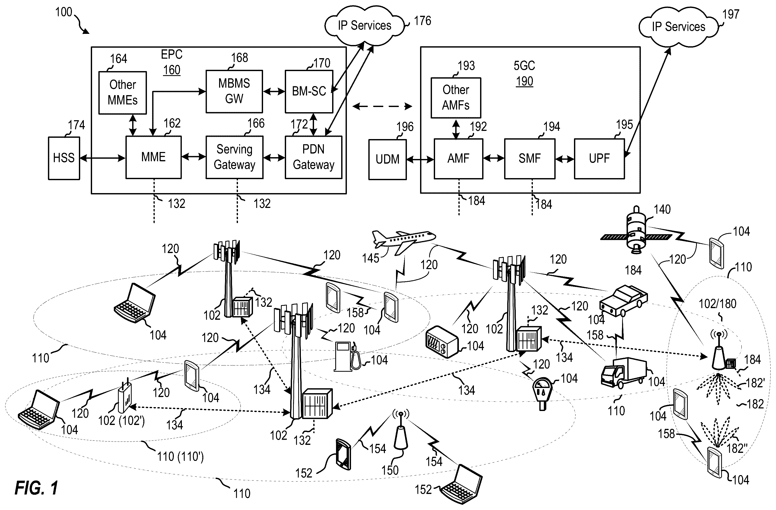 Patent US12581542 Figure 1 – Cross-carrier random access channel transmission triggering
