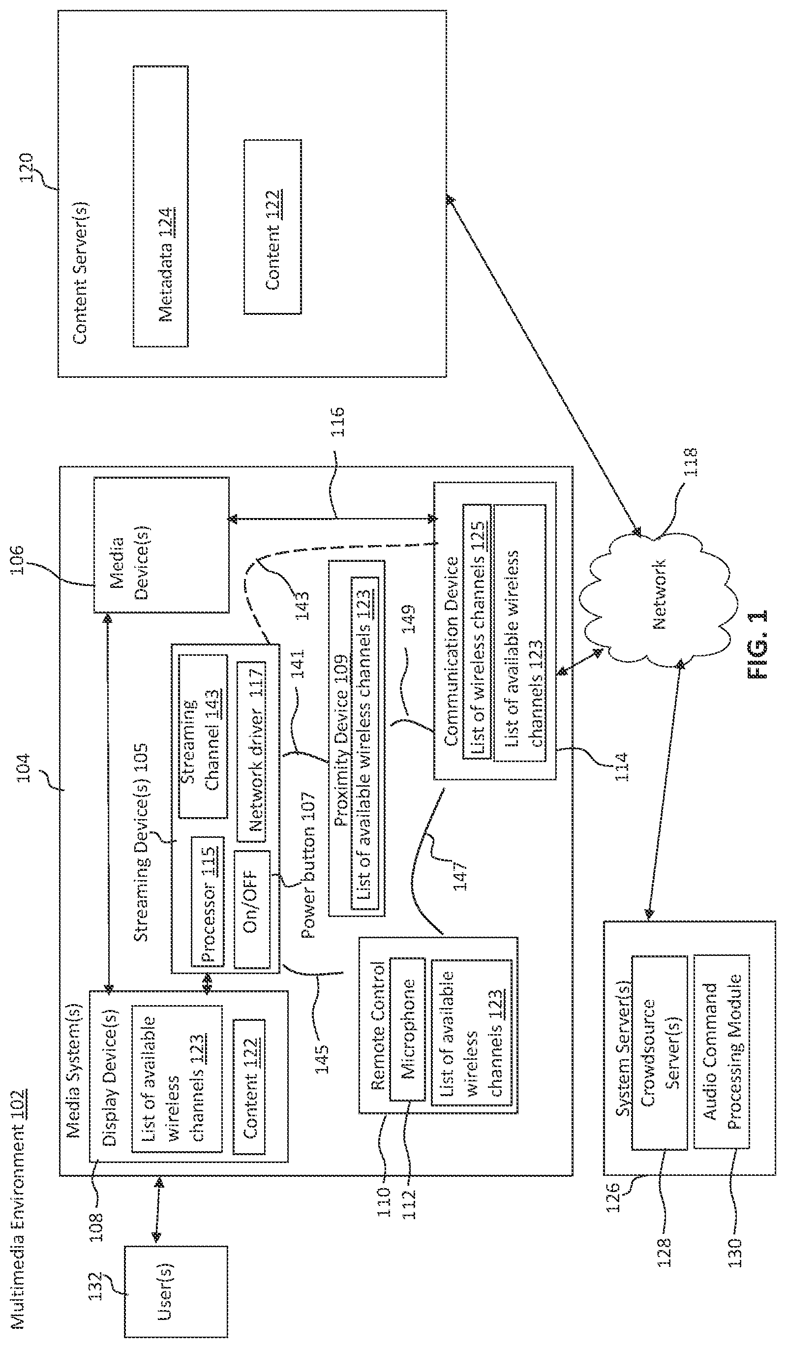 Patent US12581547 Figure 1 – Wireless connection between a streaming device and a wireless communication device