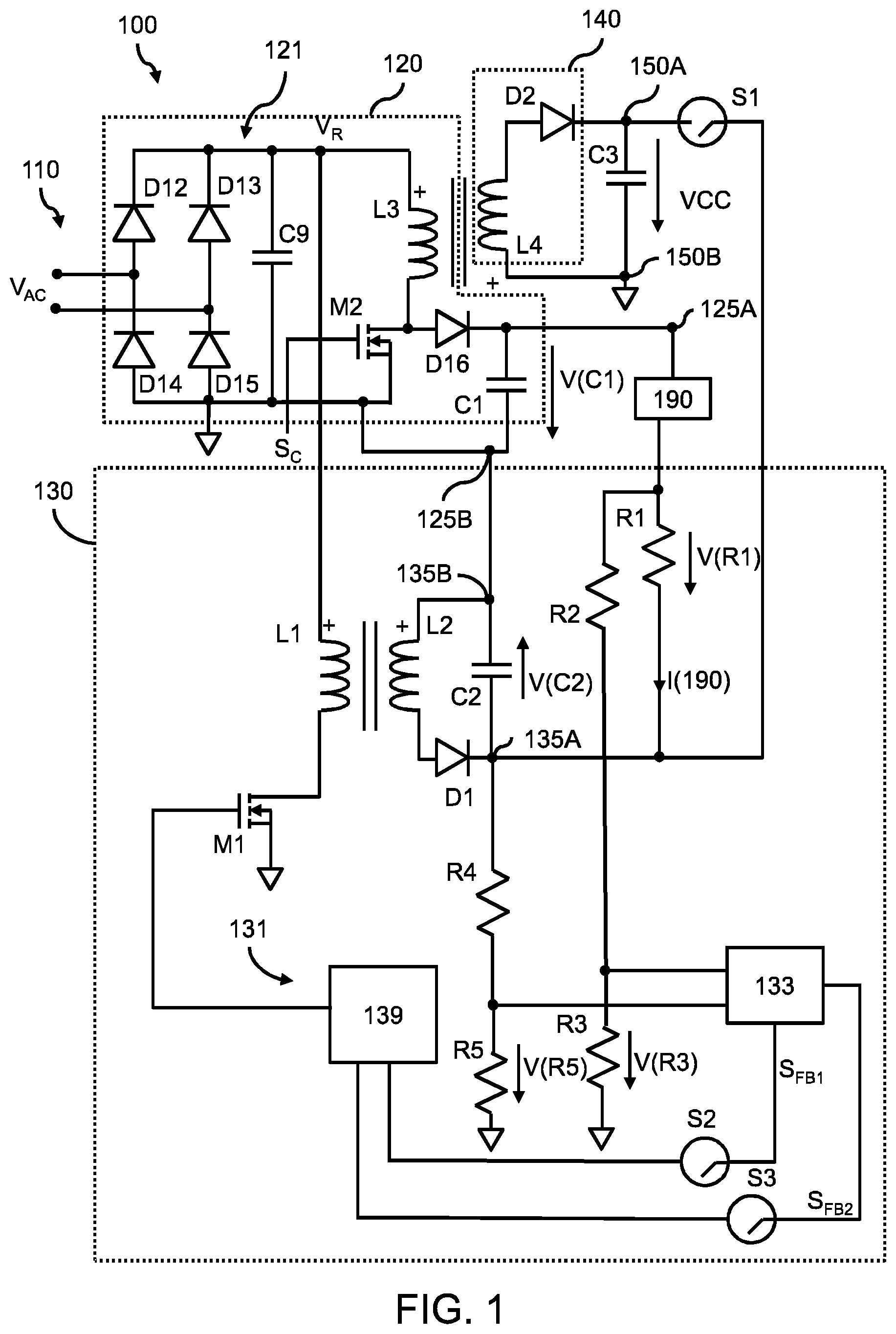 Patent US12581575 Figure 1 – Driver arrangement for powering two loads