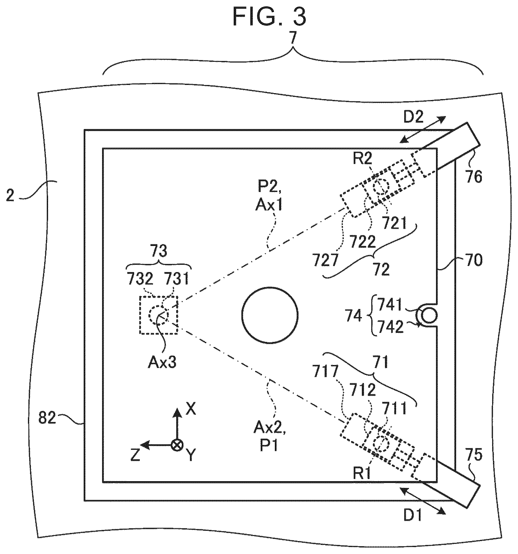Patent US12581585 Figure 3 – Tilt stage, extreme ultraviolet light generation apparatus, and electronic device manufacturing method